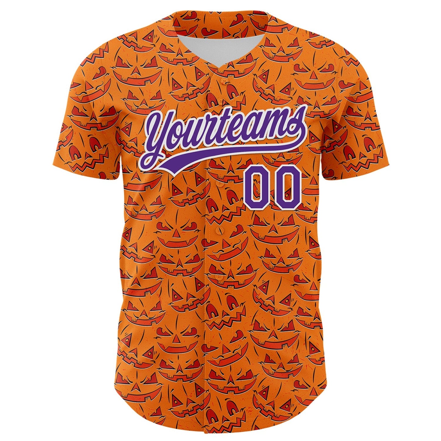 Custom Bay Orange Purple-White 3D Halloween Authentic Baseball Jersey baseball jersey product view 2