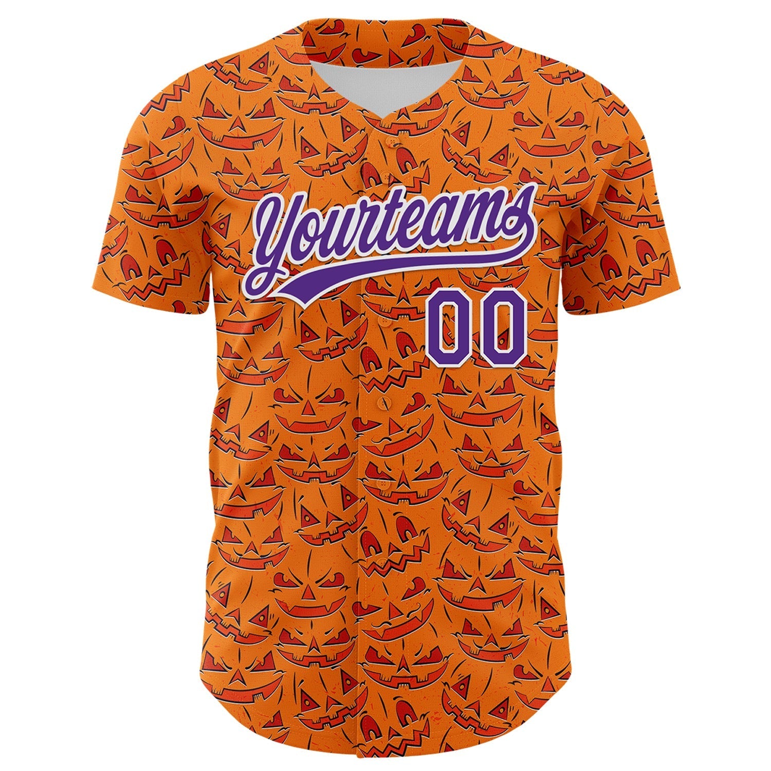 Custom Bay Orange Purple-White 3D Halloween Authentic Baseball Jersey baseball jersey product view 2