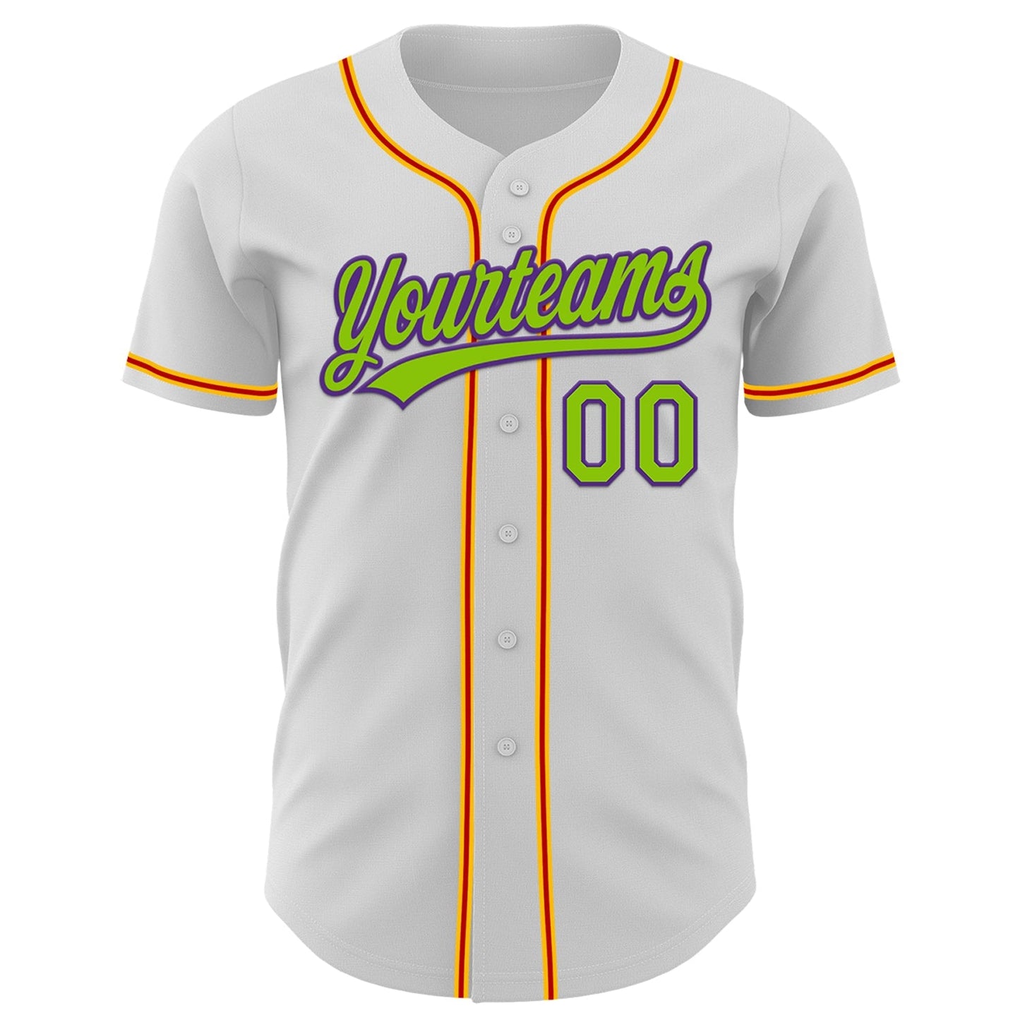 Custom White Neon Green Purple Gold-Red 3D Halloween Authentic Baseball Jersey baseball jersey product view 2