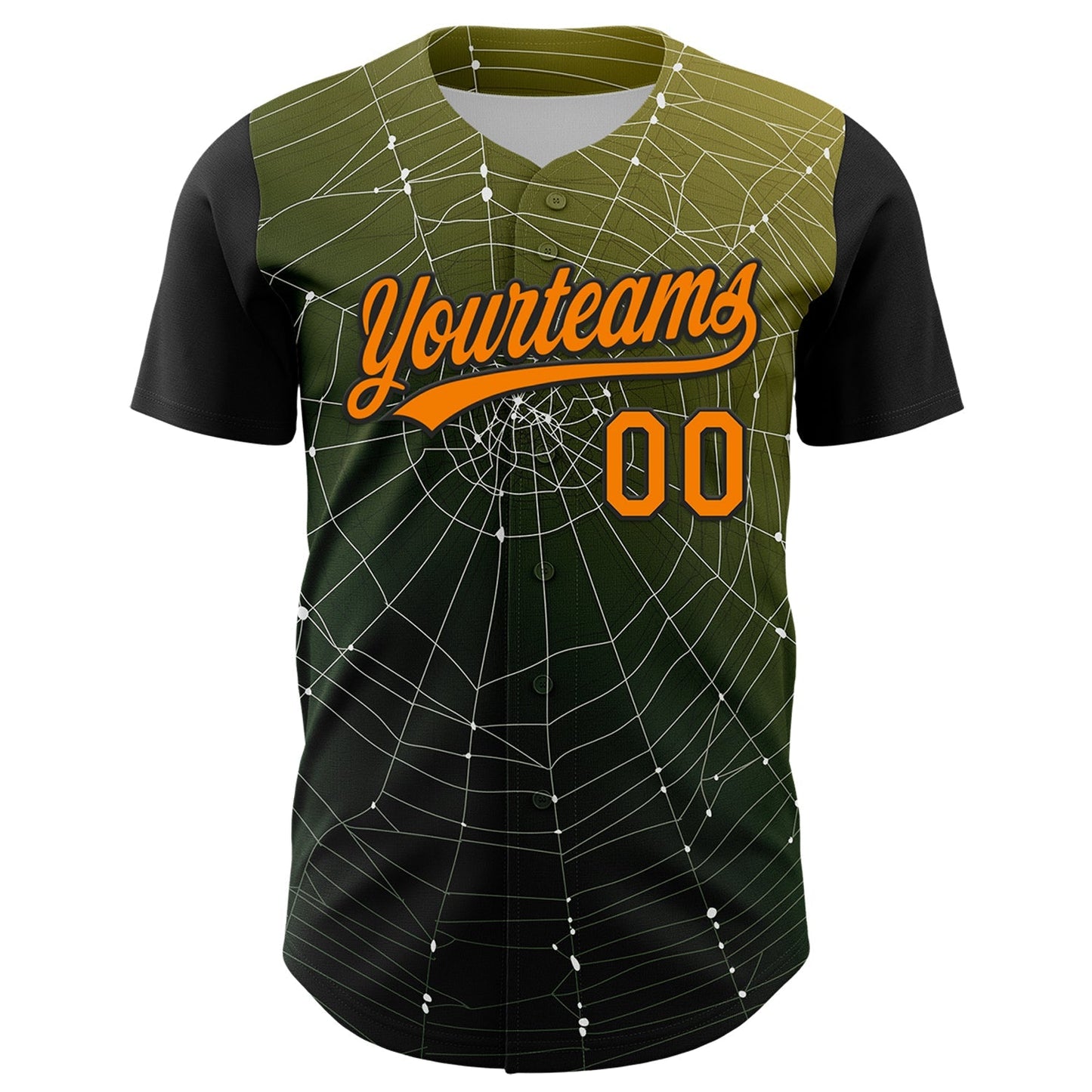 Custom Black Bay Orange 3D Halloween Authentic Baseball Jersey baseball jersey product view 2