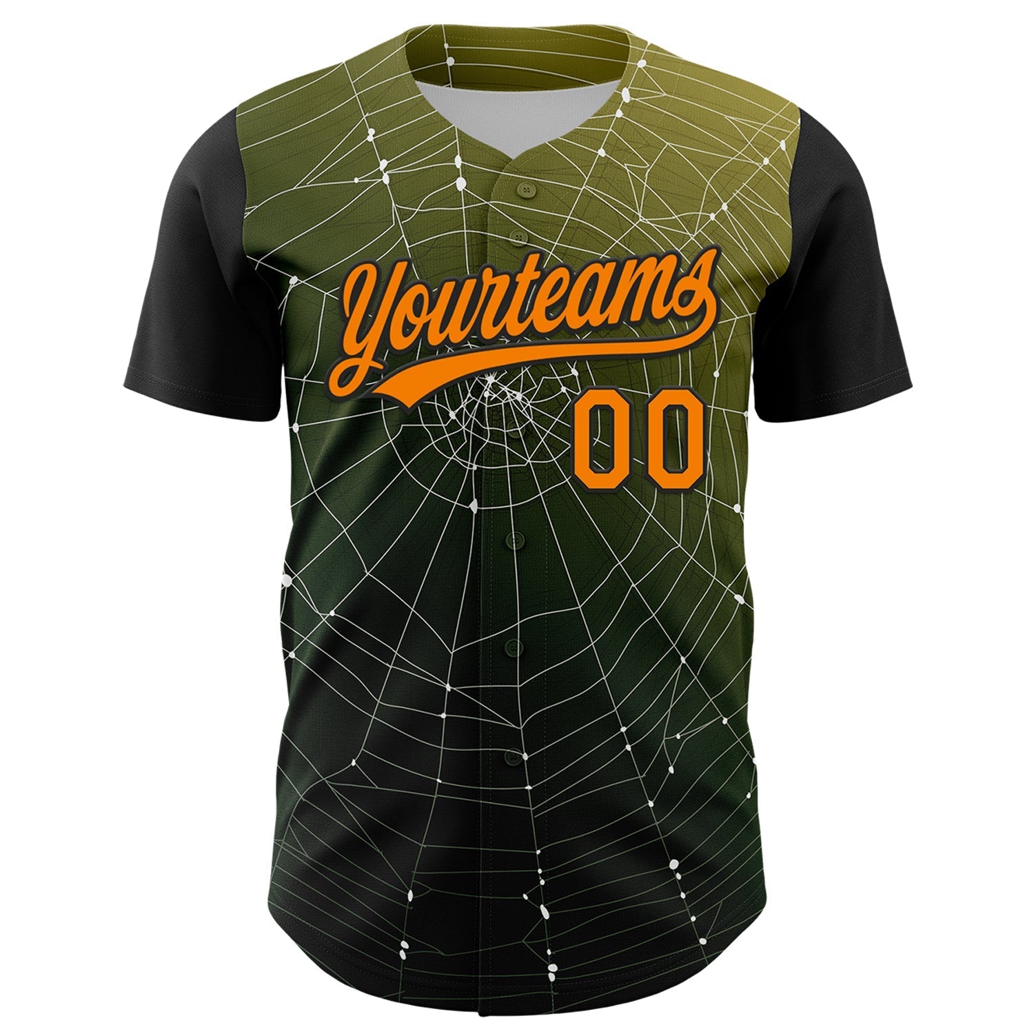 Custom Black Bay Orange 3D Halloween Authentic Baseball Jersey baseball jersey product view 2