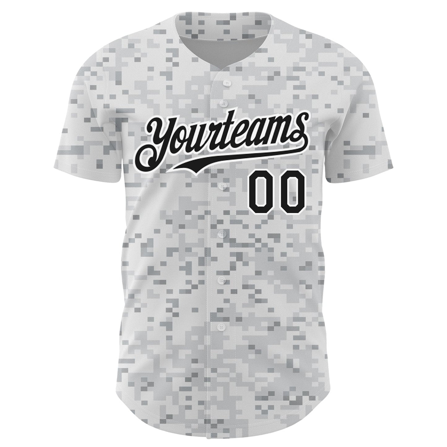Custom Camo Black-White 3D Arctic Camouflage Authentic Baseball Jersey baseball jersey product view 2