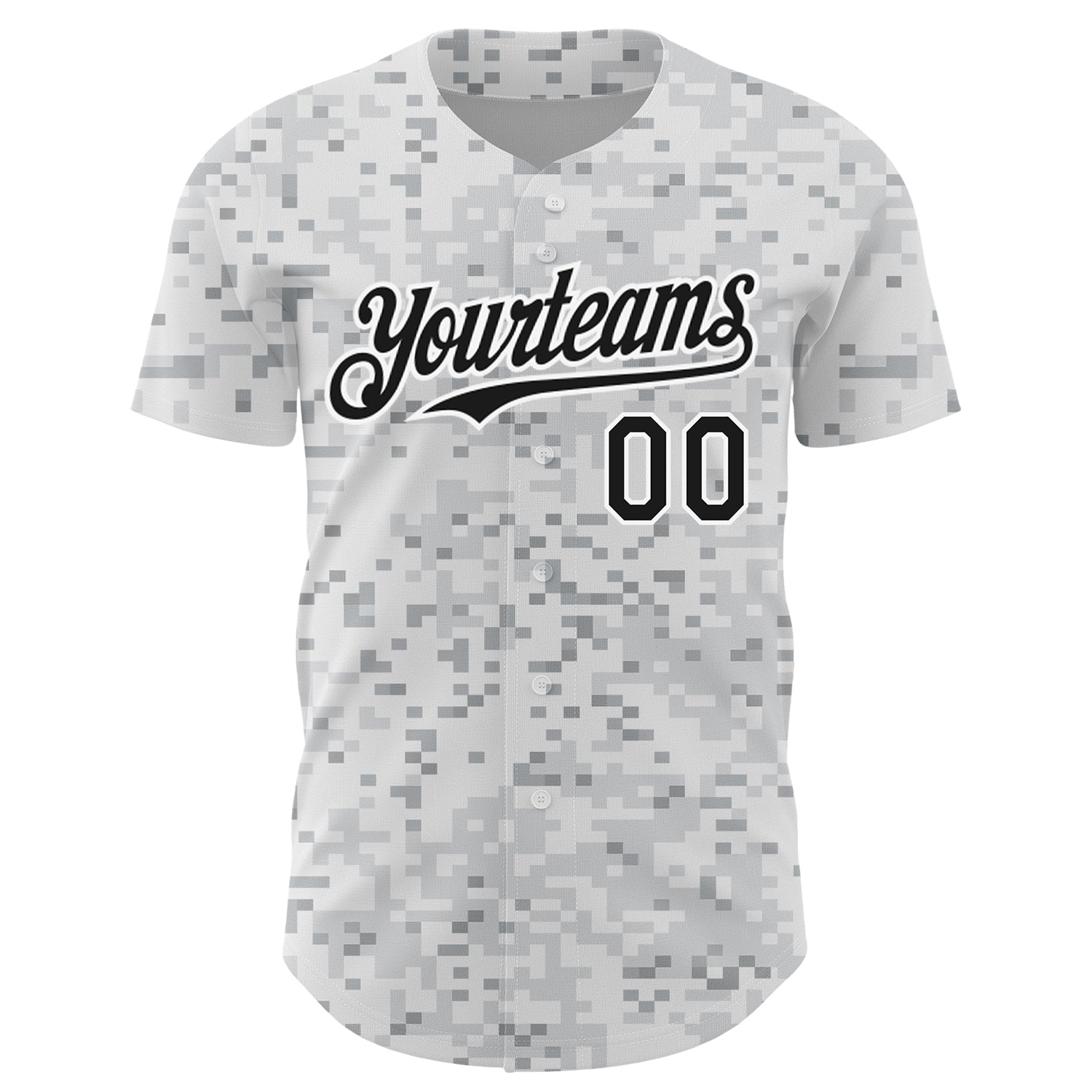 Custom Camo Black-White 3D Arctic Camouflage Authentic Baseball Jersey baseball jersey product view 2