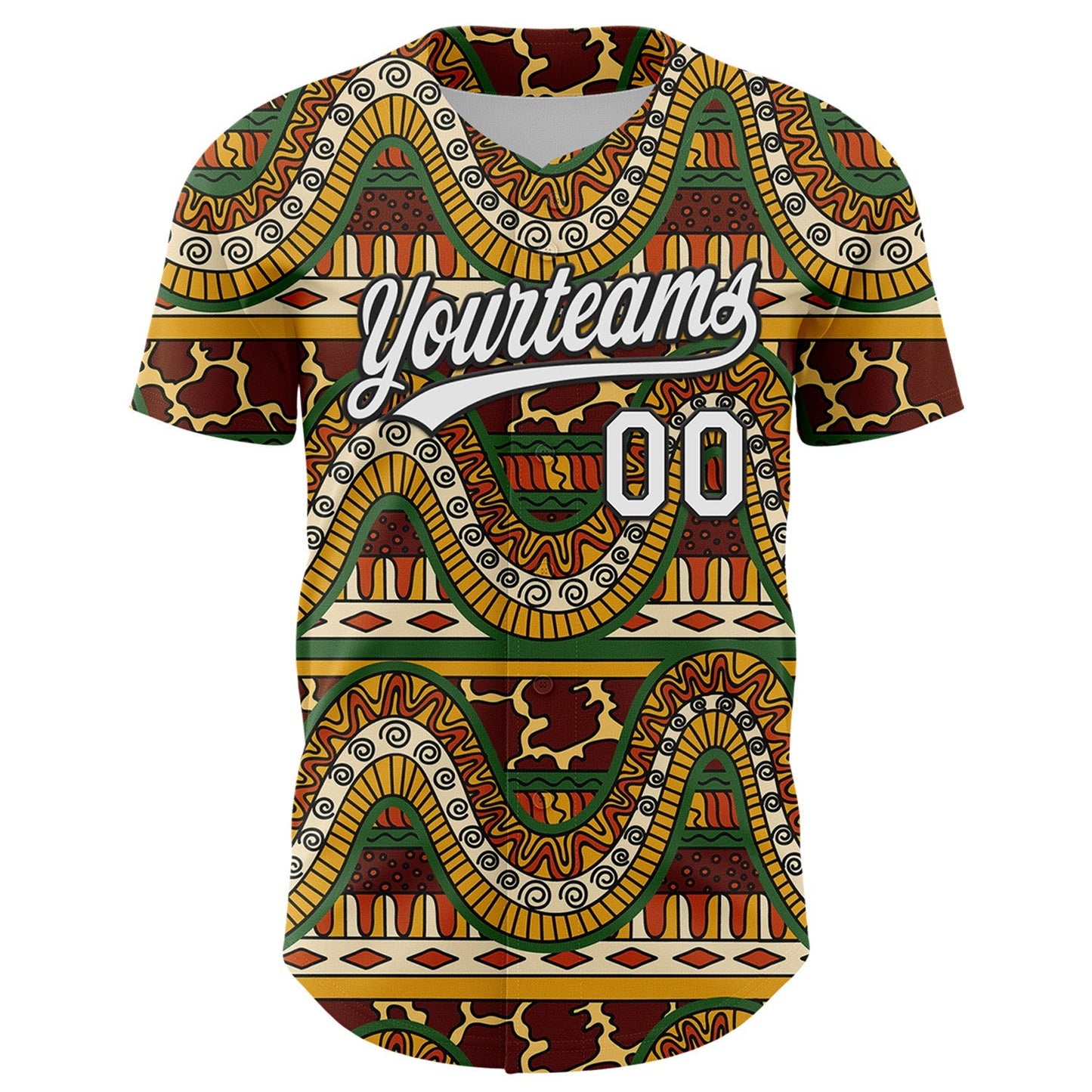 Custom Brown White-Black 3D Pattern Design Black History Month Authentic Baseball Jersey baseball jersey product view 2