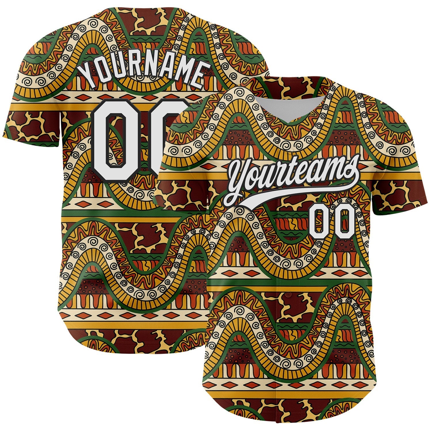 Custom Brown White-Black 3D Pattern Design Black History Month Authentic Baseball Jersey baseball jersey product view 1