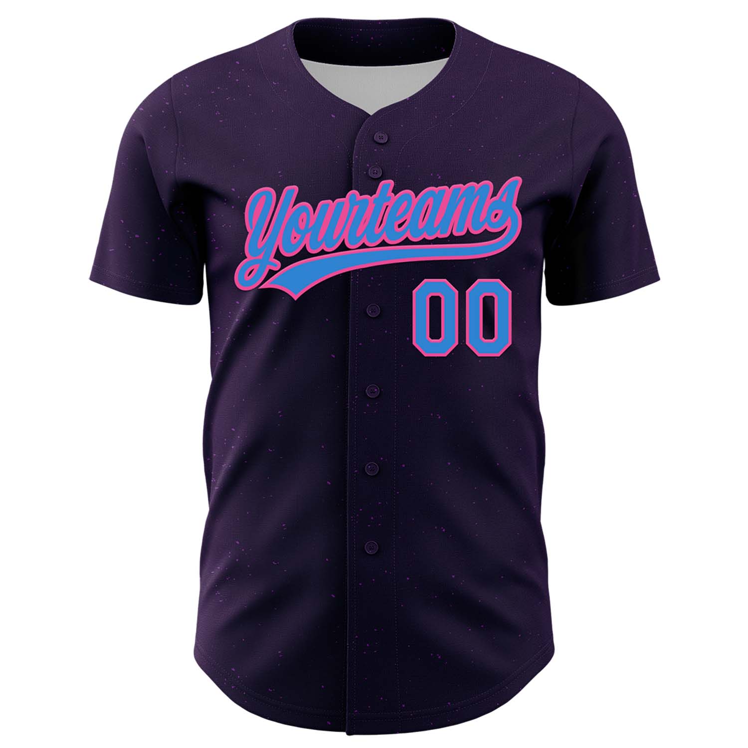 Custom Purple Electric Blue-Pink 3D Love Heart Valentine's Day Authentic Baseball Jersey baseball jersey product view 2