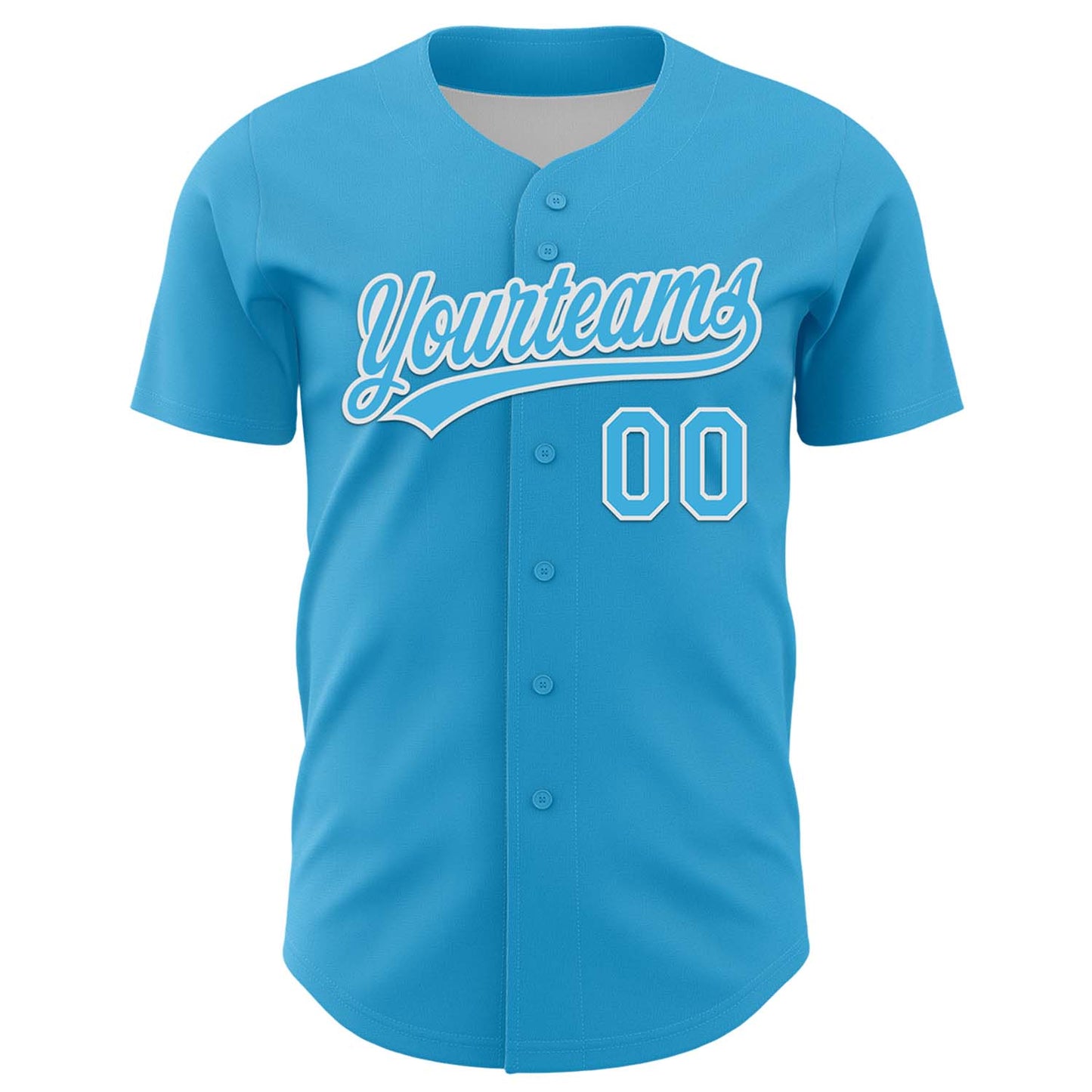 Custom Sky Blue White 3D Love Heart Valentine's Day Authentic Baseball Jersey baseball jersey product view 2