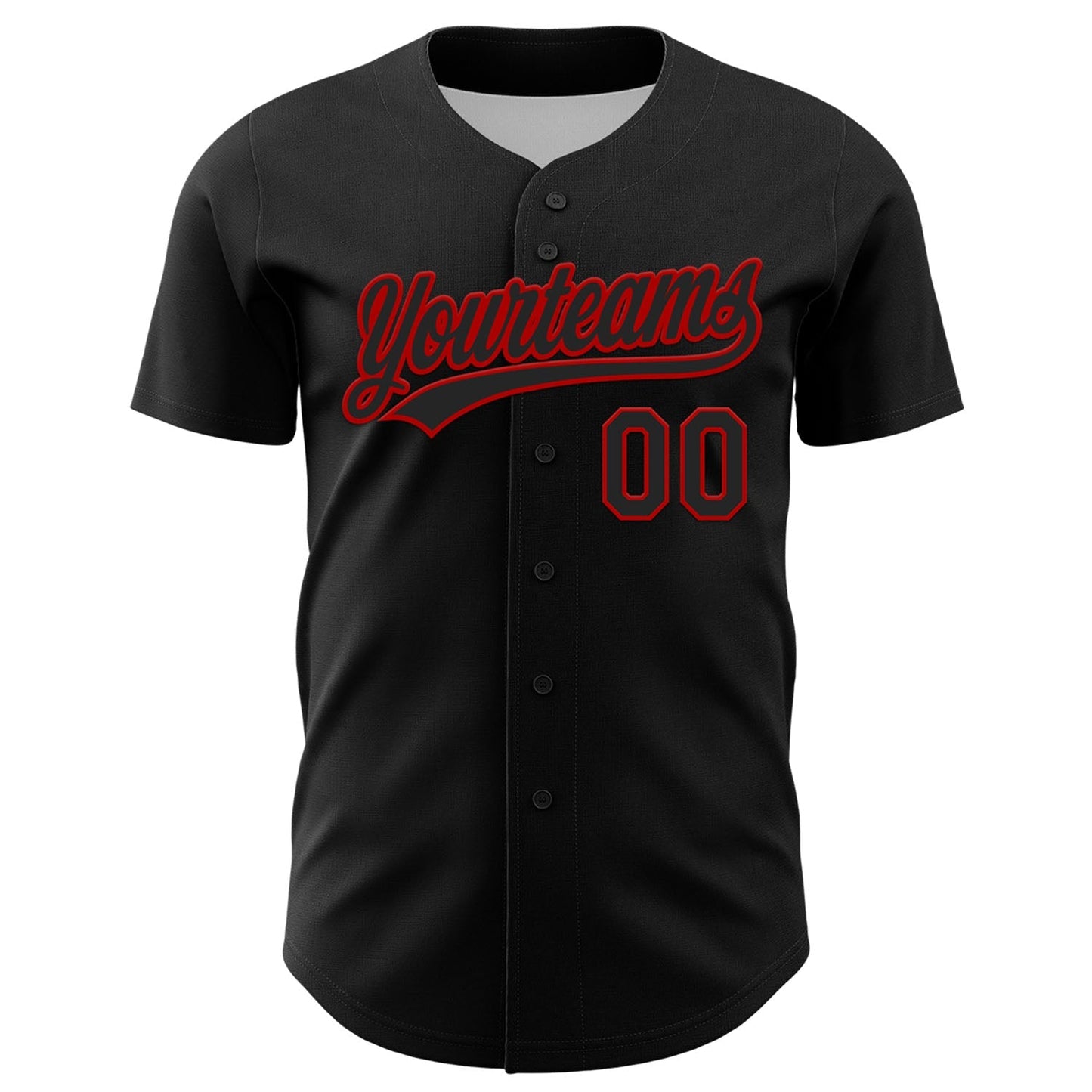 Custom Black Red 3D Love Heart Valentine's Day Authentic Baseball Jersey baseball jersey product view 2