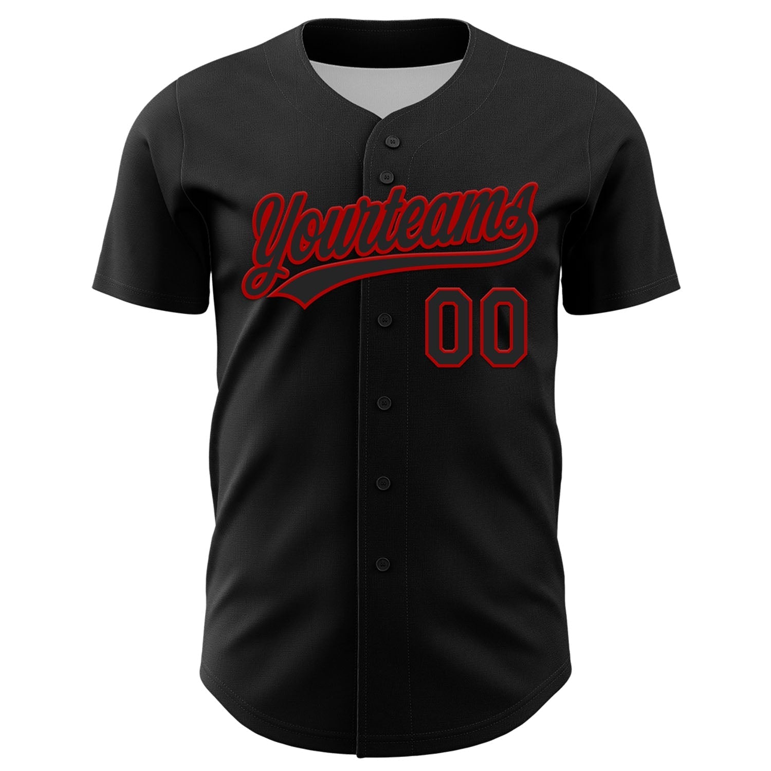 Custom Black Red 3D Love Heart Valentine's Day Authentic Baseball Jersey baseball jersey product view 2