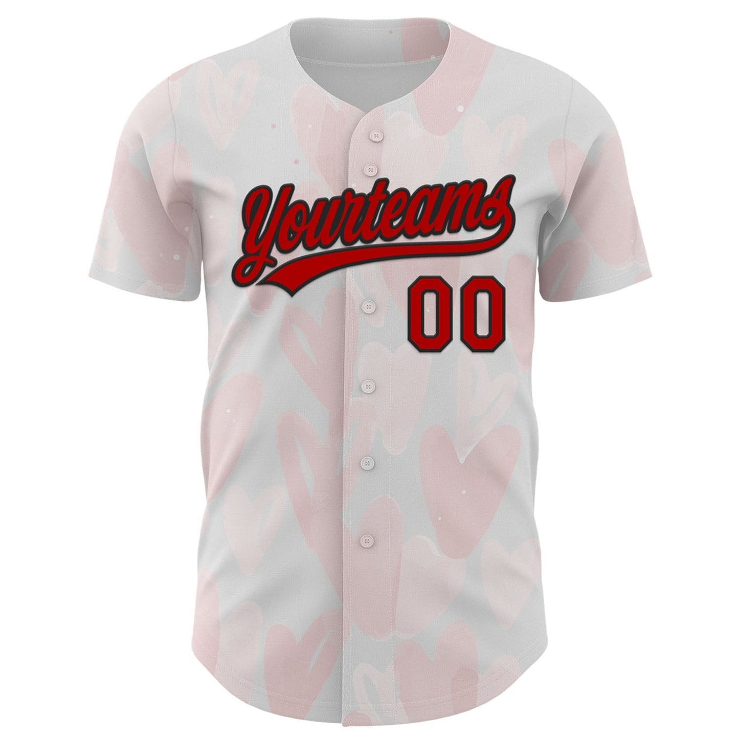 Custom White Red-Black 3D Love Heart Valentine's Day Authentic Baseball Jersey baseball jersey product view 2