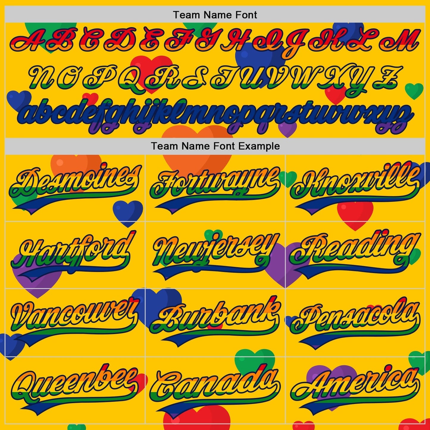 Custom Yellow Rainbow-Black 3D Love Heart Valentine's Day Authentic Baseball Jersey baseball jersey product view 4
