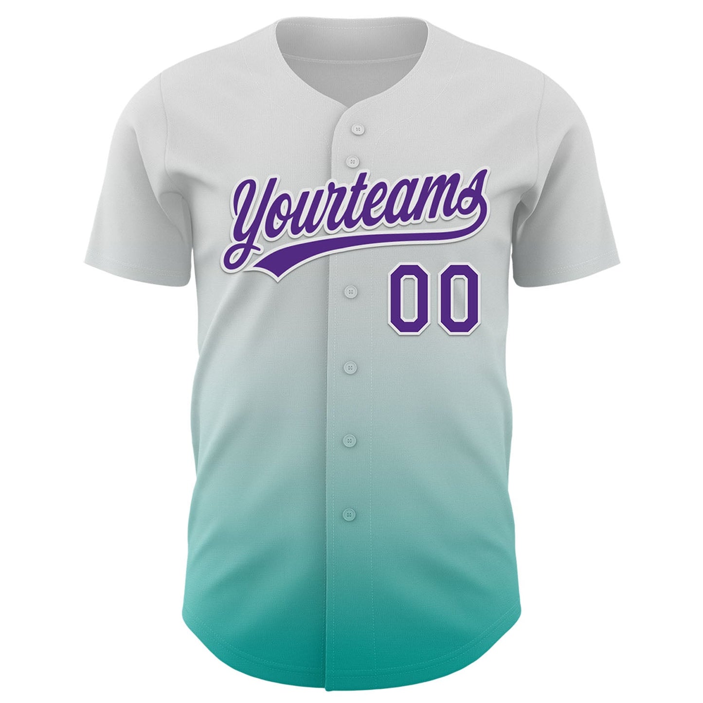 Custom White Purple-Aqua 3D Testicular Cancer Ribbon Authentic Baseball Jersey baseball jersey product view 2