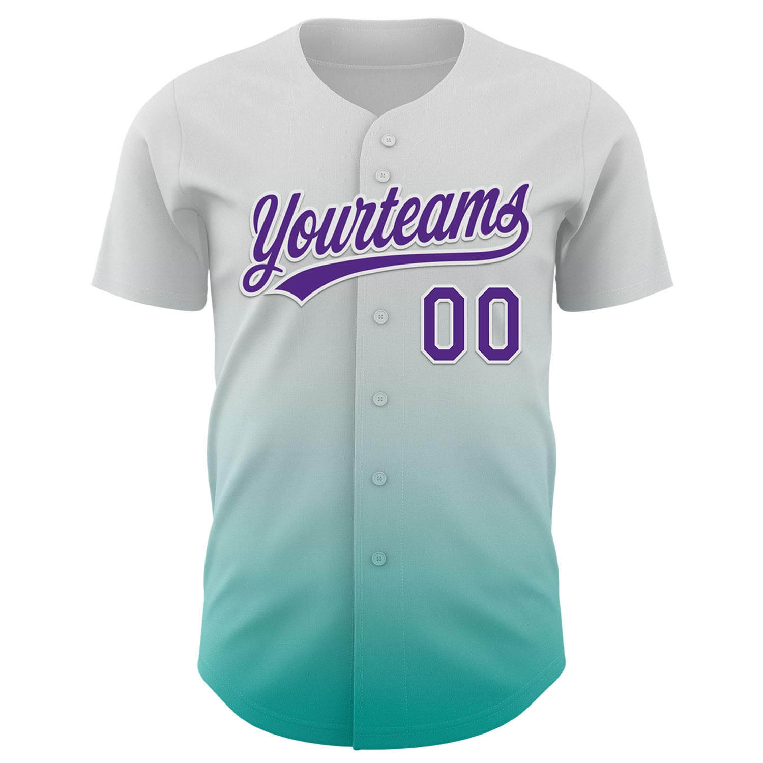 Custom White Purple-Aqua 3D Testicular Cancer Ribbon Authentic Baseball Jersey baseball jersey product view 2