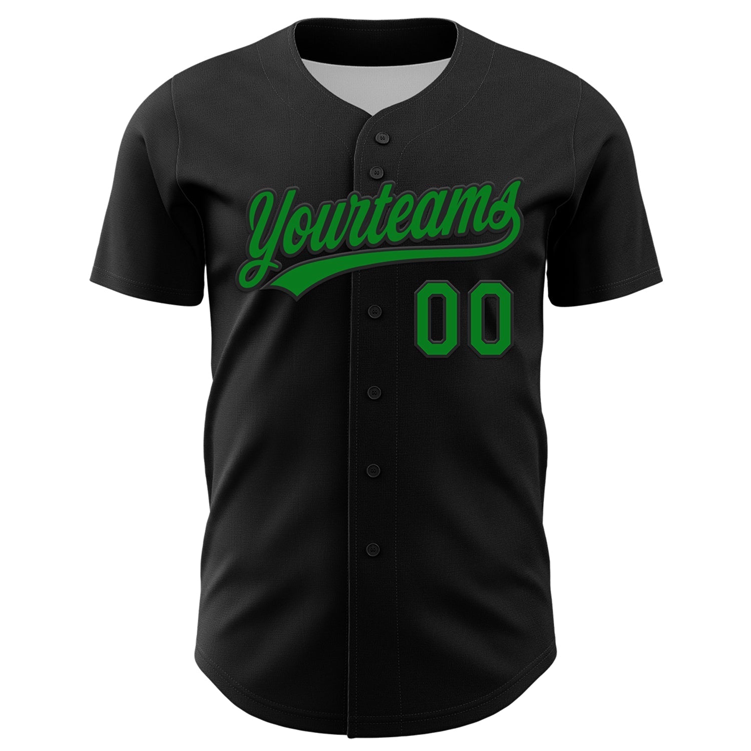 Custom Black Grass Green-Red 3D Funny Christmas Authentic Baseball Jersey baseball jersey product view 2