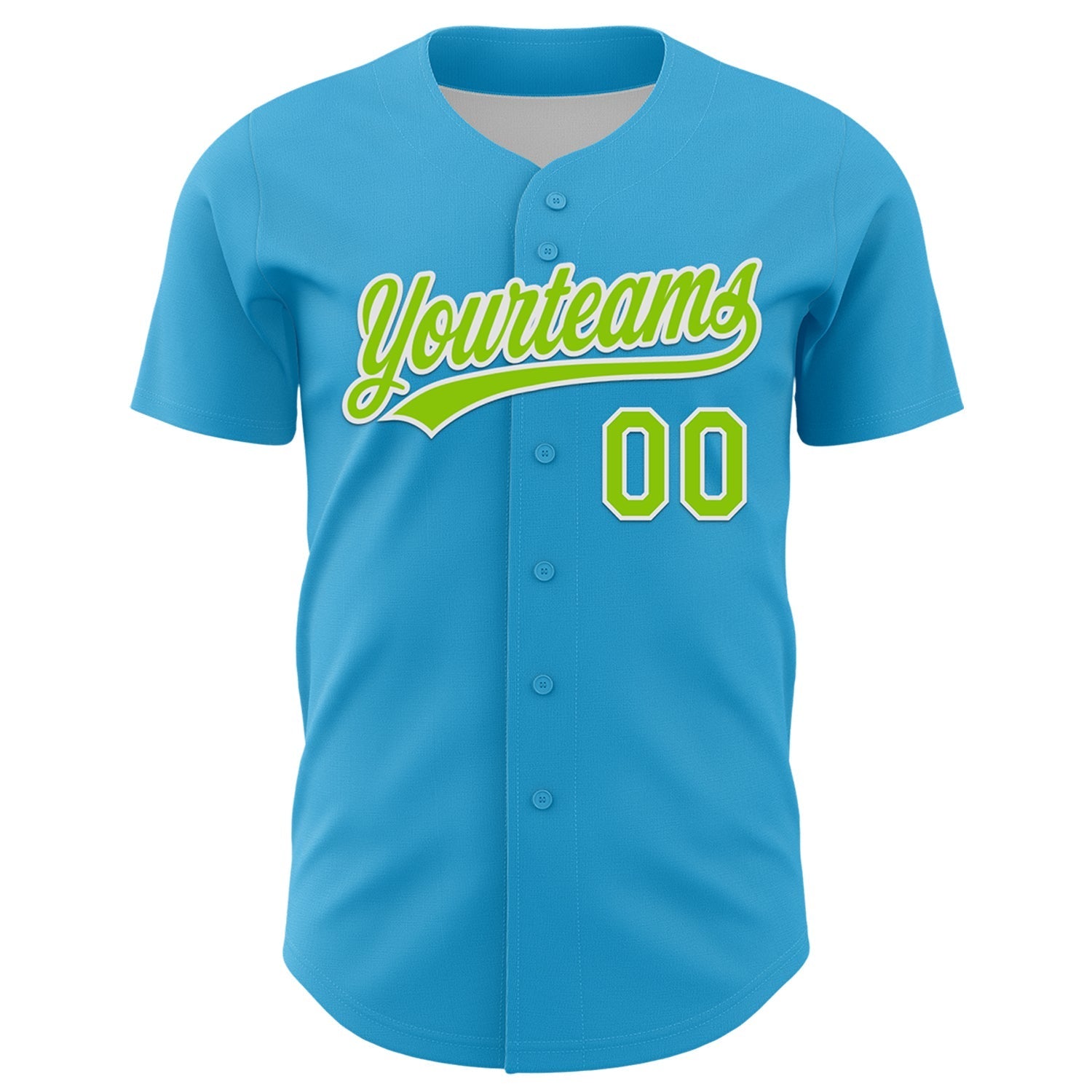 Custom Sky Blue Neon Green-White 3D Funny Christmas Authentic Baseball Jersey baseball jersey product view 2