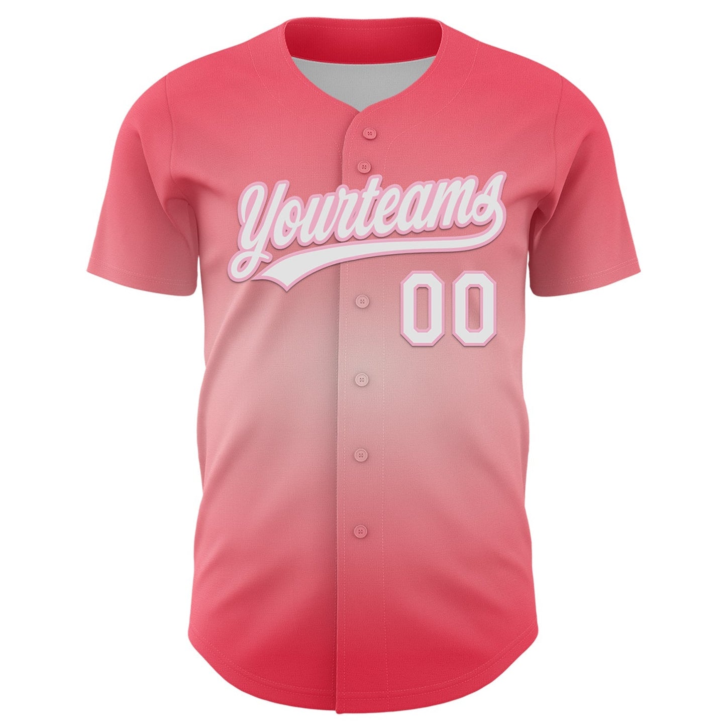 Custom Medium Pink White-Light Pink 3D Love Heart Valentine's Day Authentic Baseball Jersey baseball jersey product view 2