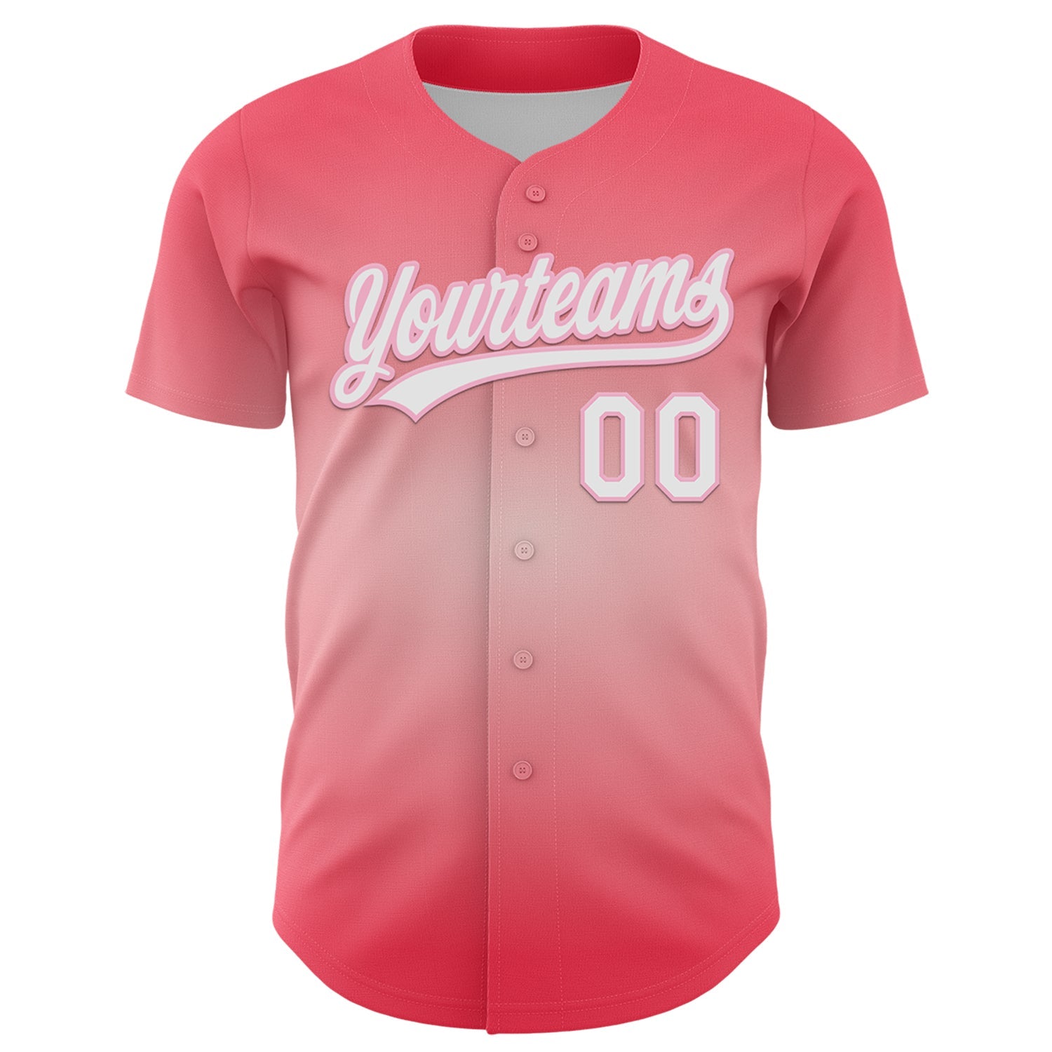 Custom Medium Pink White-Light Pink 3D Love Heart Valentine's Day Authentic Baseball Jersey baseball jersey product view 2