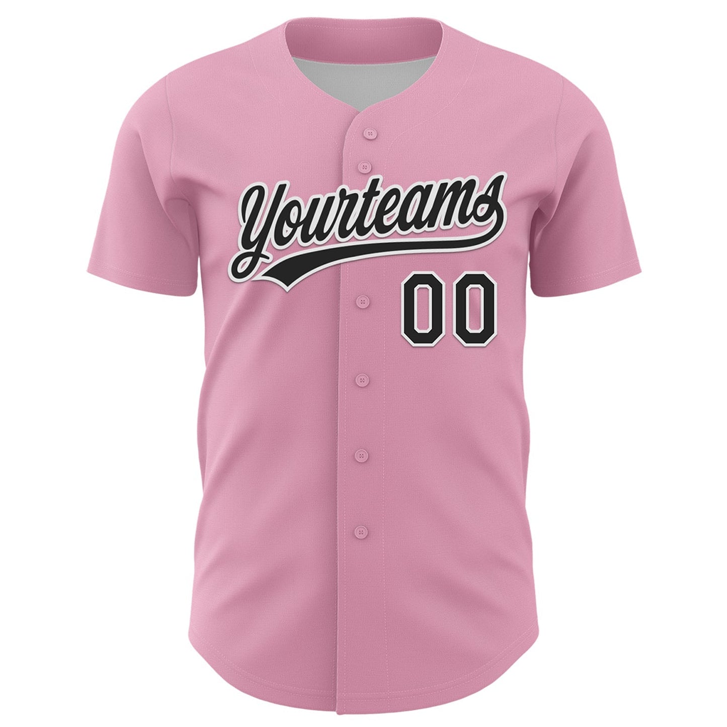 Custom Light Pink Black-White 3D Love Heart Valentine's Day Authentic Baseball Jersey baseball jersey product view 2