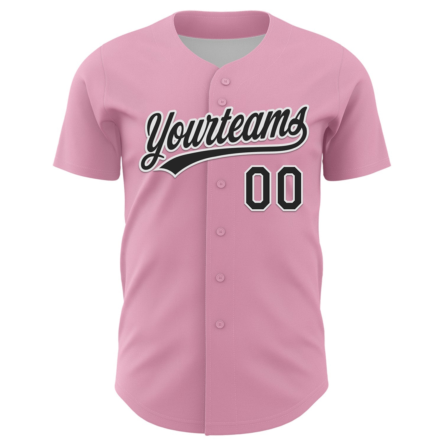 Custom Light Pink Black-White 3D Love Heart Valentine's Day Authentic Baseball Jersey baseball jersey product view 2