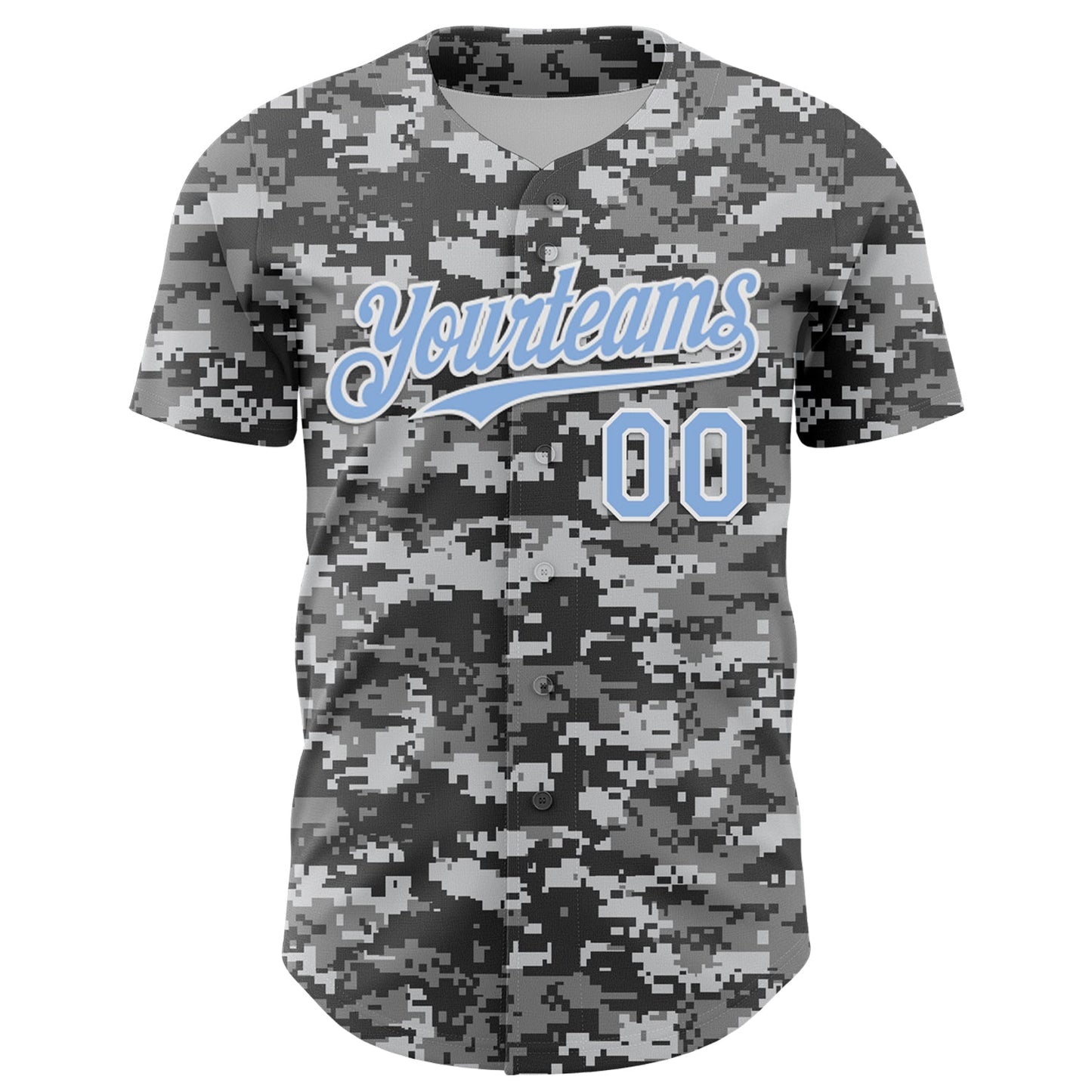 Custom Camo Light Blue-White 3D Authentic Salute To Service Baseball Jersey baseball jersey product view 2