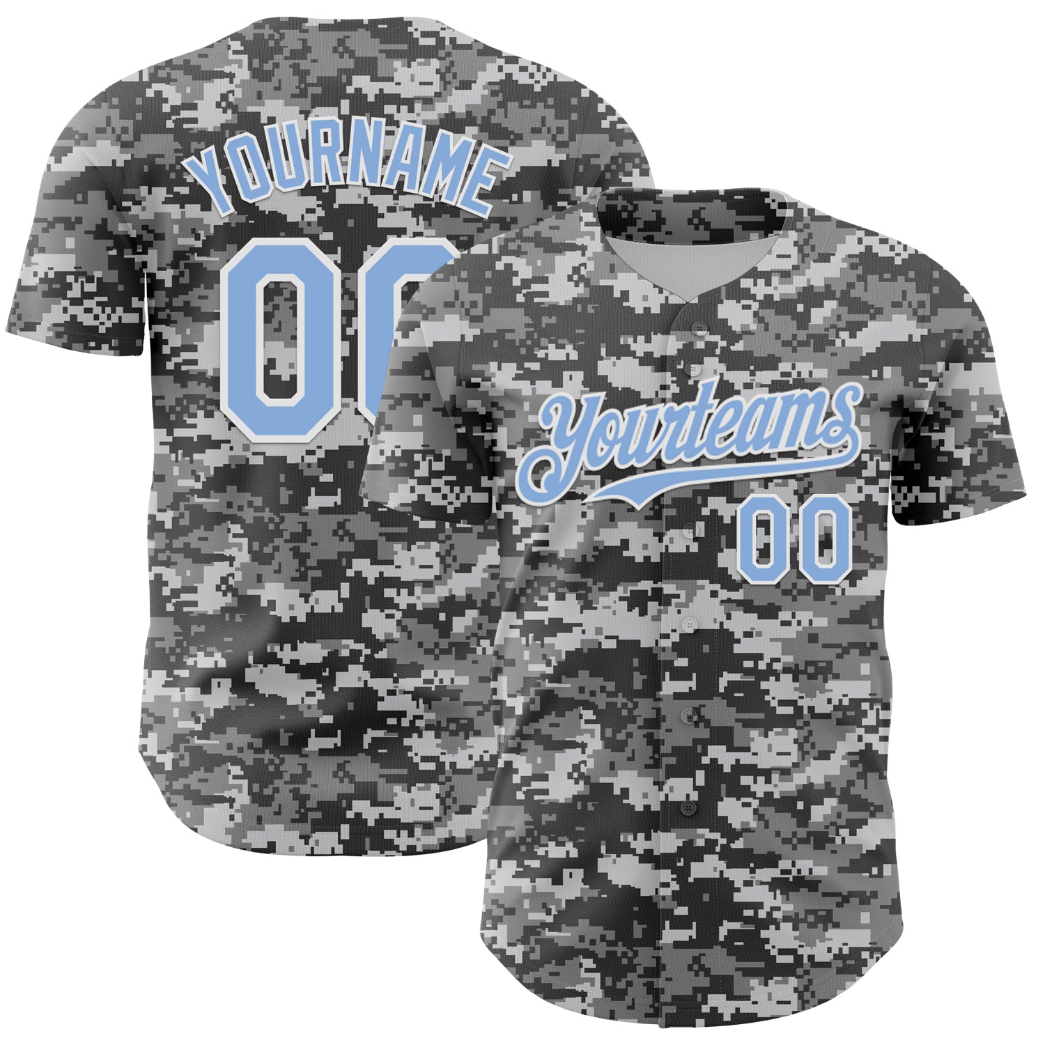 Custom Camo Light Blue-White 3D Authentic Salute To Service Baseball Jersey baseball jersey product view 1