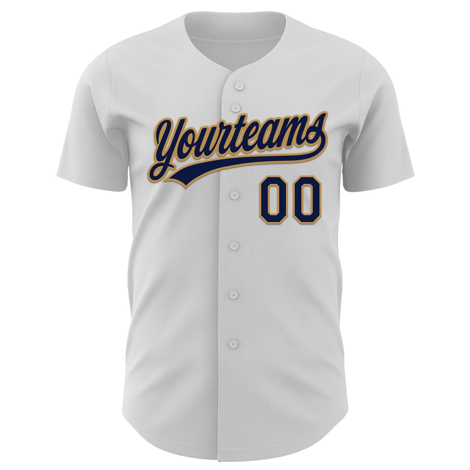 Custom White Navy-Old Gold 3D Pattern Design Evil Eyes Authentic Baseball Jersey baseball jersey product view 2