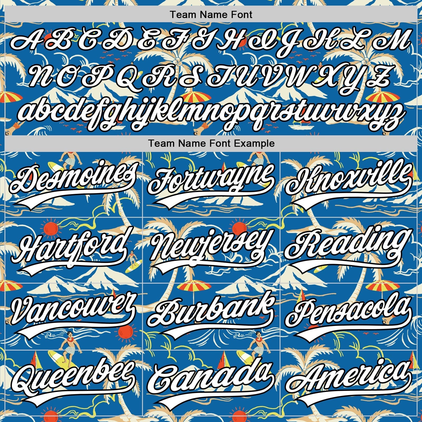 Custom Blue White-Black 3D Tropical Beach Island Hawaii Palm Tree Authentic Baseball Jersey baseball jersey product view 4