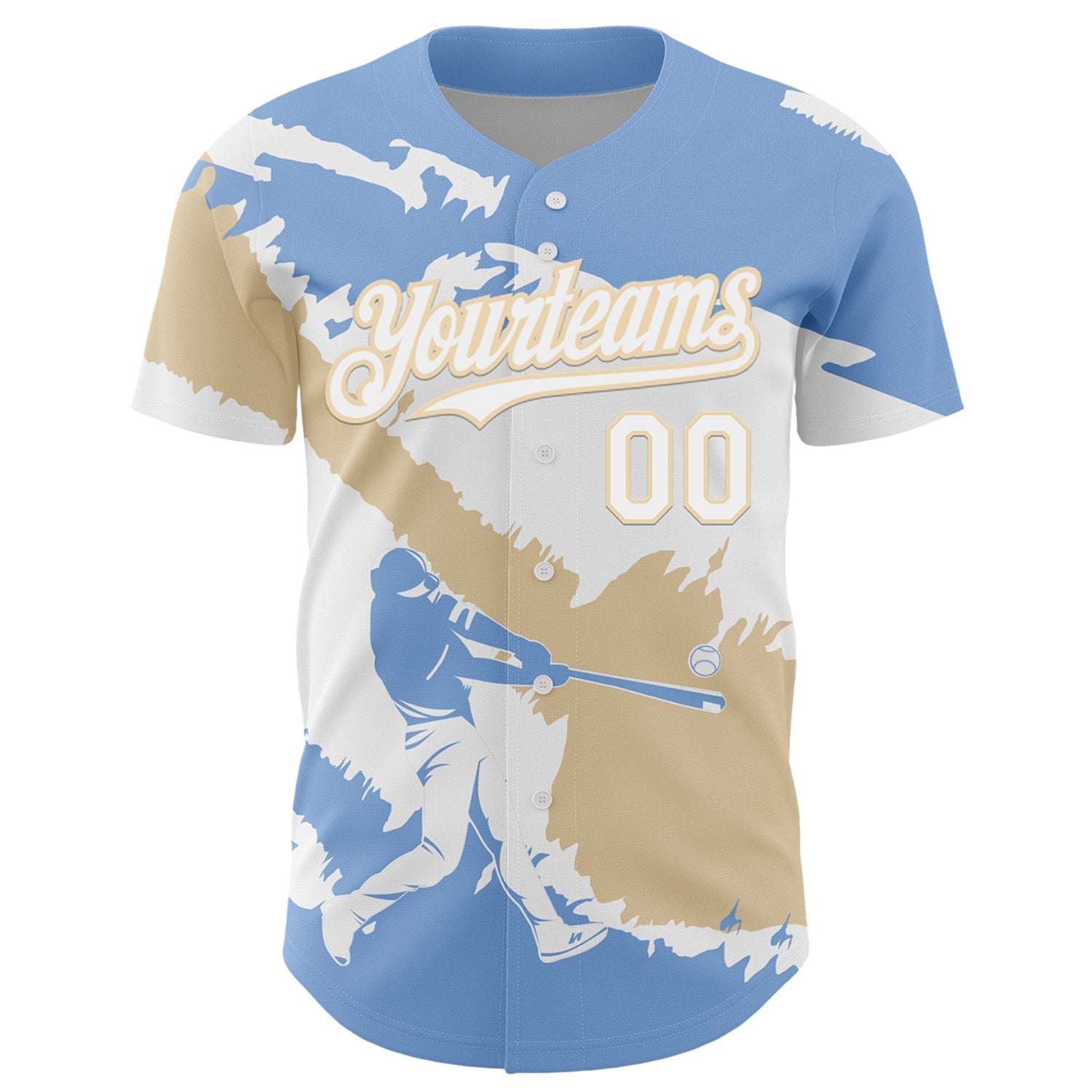 Custom Light Blue White-City Cream 3D Argentina Argentinian Flag Authentic Baseball Jersey baseball jersey product view 2