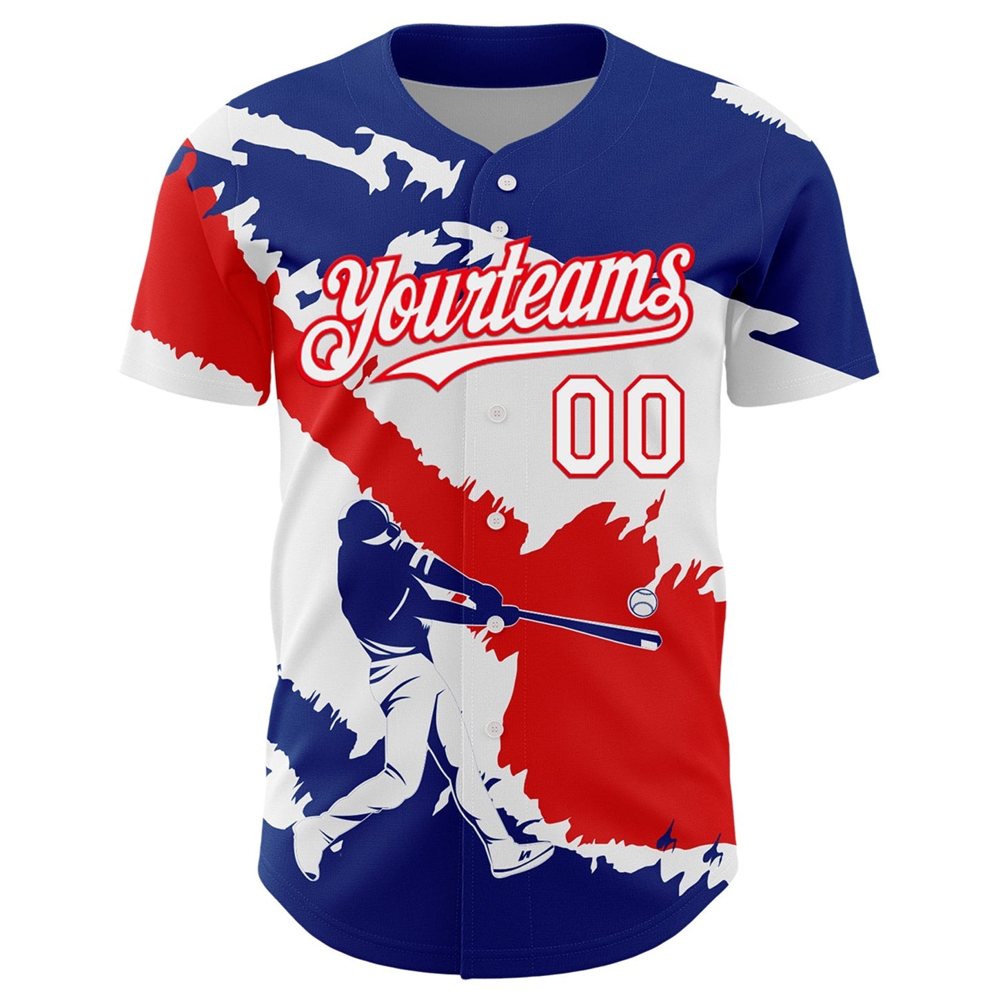 Custom Royal White-Fire Red 3D Costa Rica Costa Rican Flag Authentic Baseball Jersey baseball jersey product view 2
