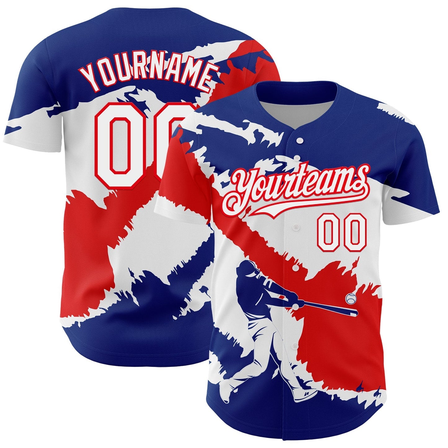 Custom Royal White-Fire Red 3D Costa Rica Costa Rican Flag Authentic Baseball Jersey baseball jersey product view 1