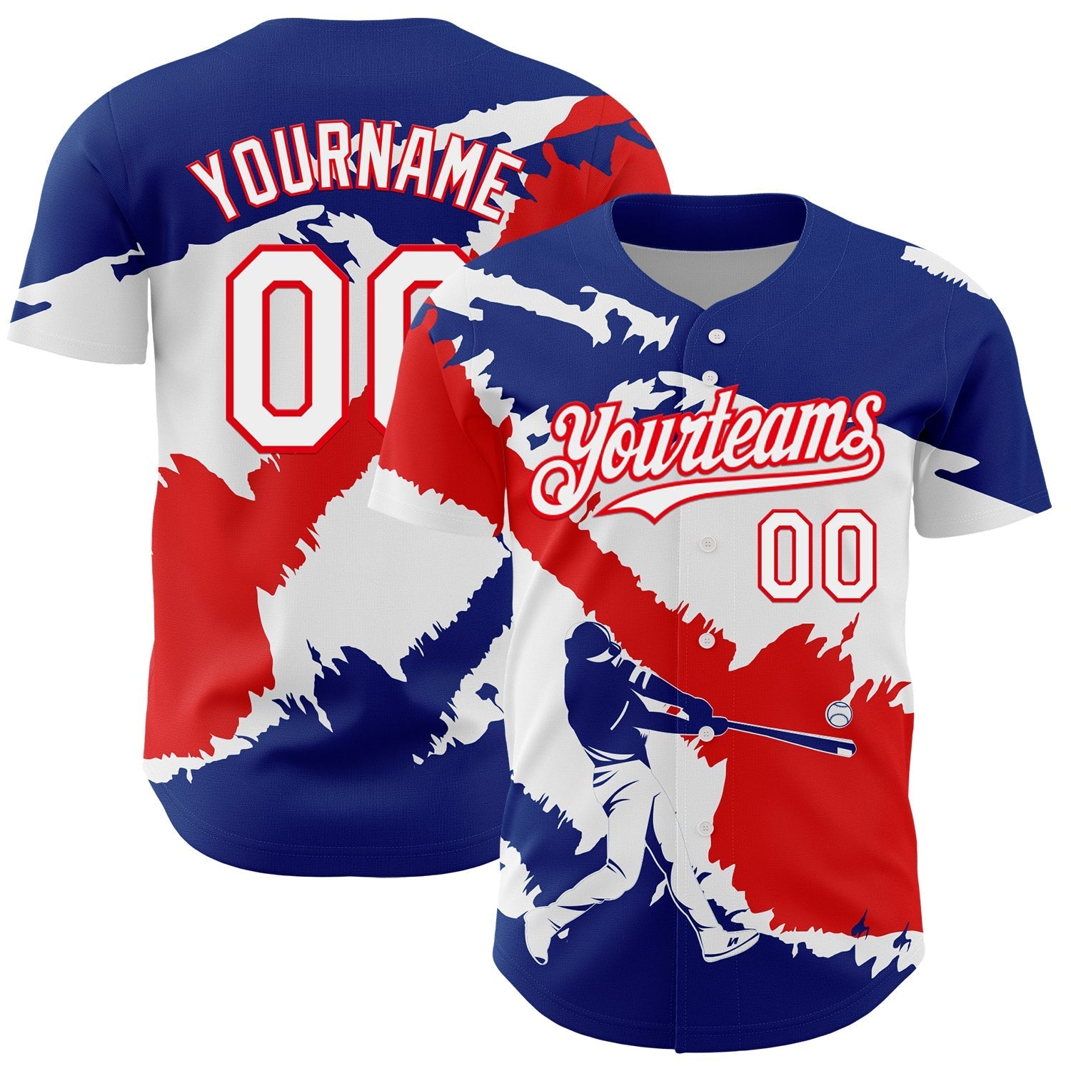Custom Royal White-Fire Red 3D Costa Rica Costa Rican Flag Authentic Baseball Jersey baseball jersey product view 1