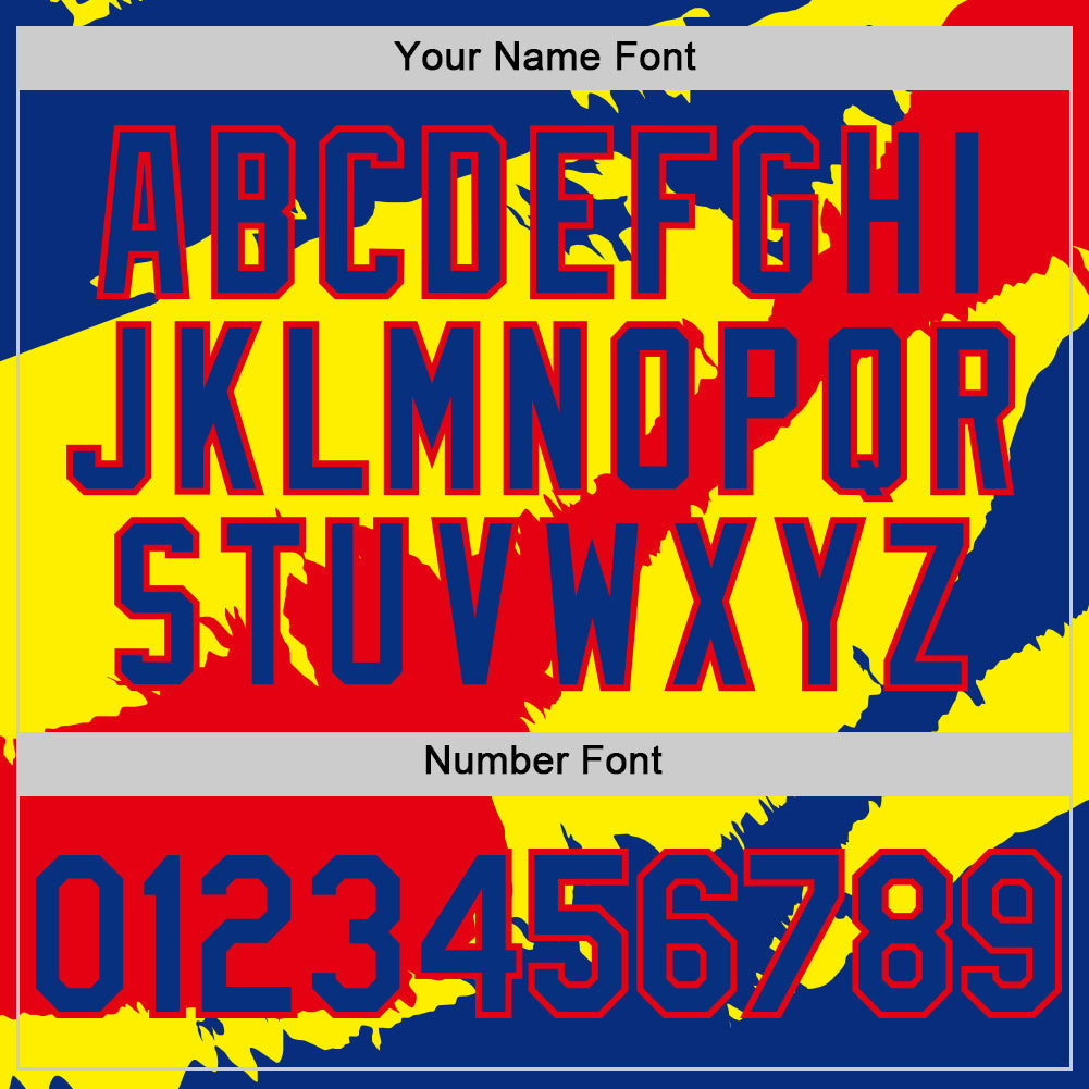 Custom Royal Fire Red-Light Yellow 3D Ecuador Ecuadorian Flag Authentic Baseball Jersey baseball jersey product view 5