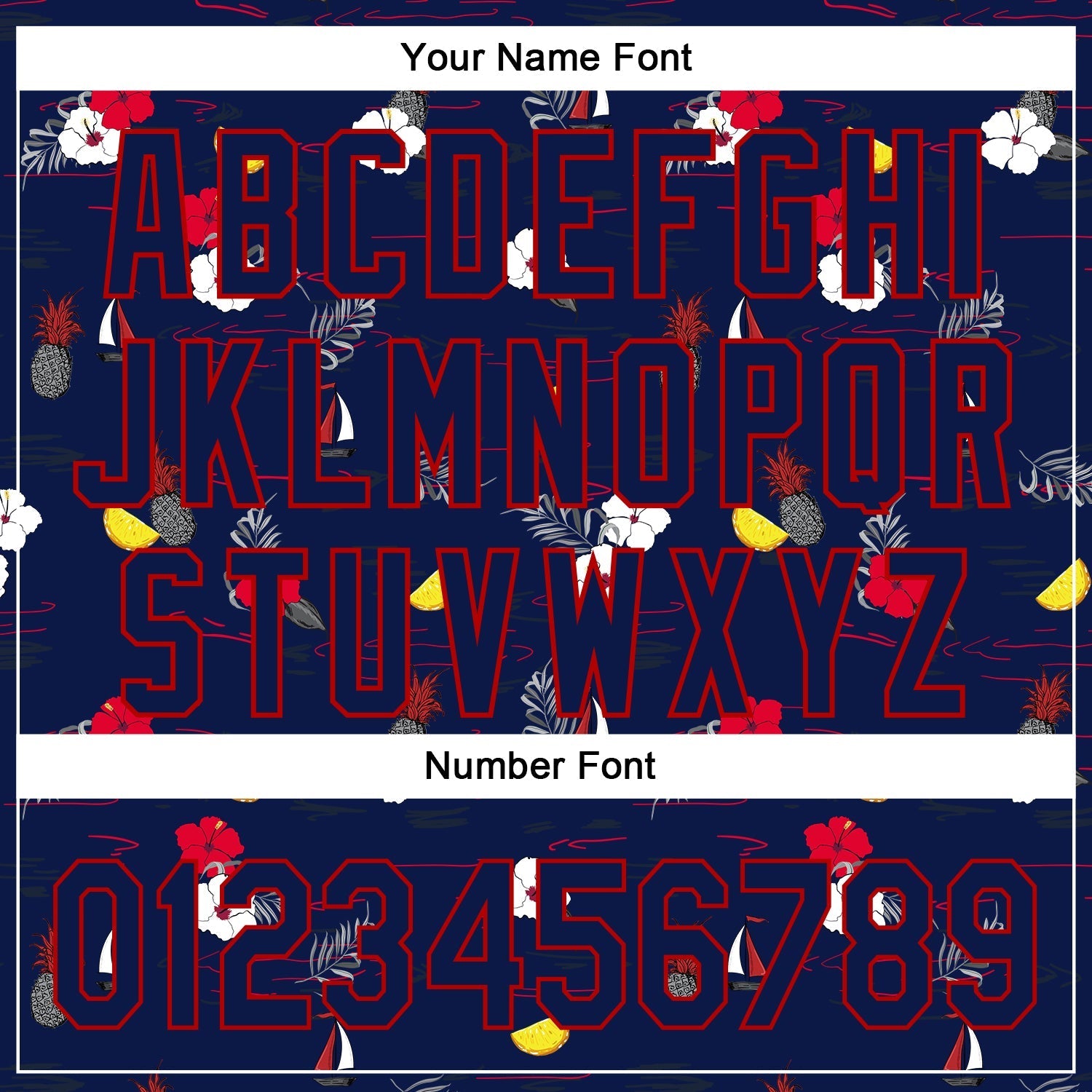 Custom Navy Red 3D Hawaii Tropical Leaves And Flowers Authentic Baseball Jersey baseball jersey product view 5