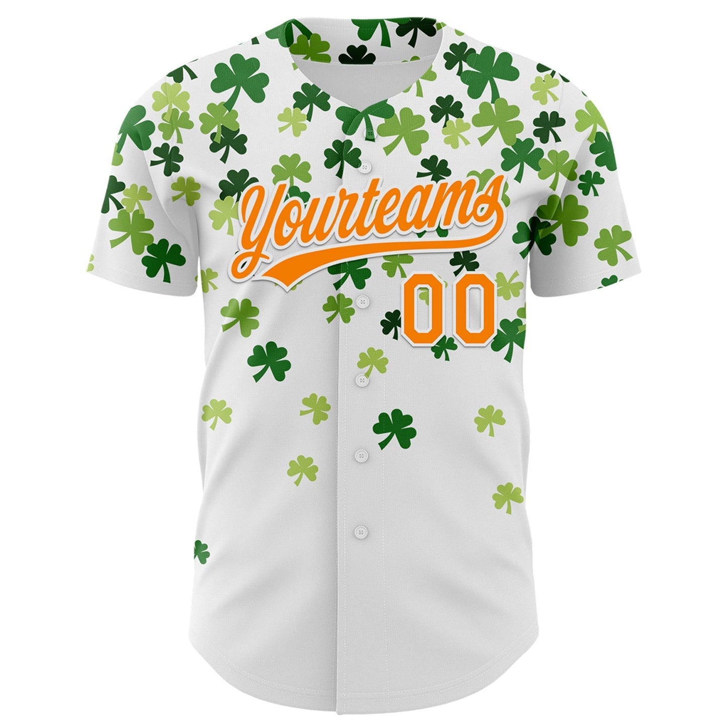 Custom White Bay Orange-Green 3D St. Patrick's Day Shamrock Authentic Baseball Jersey baseball jersey product view 2