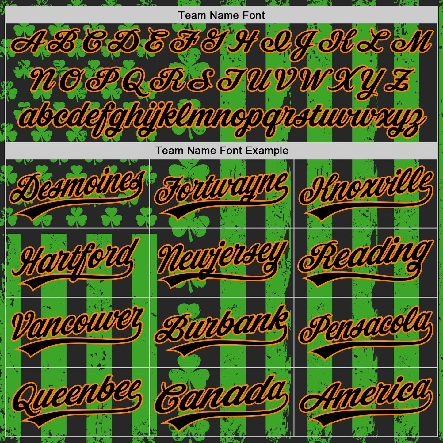 Custom Green Black-Bay Orange 3D St. Patrick's Day Shamrock Authentic Baseball Jersey baseball jersey product view 4