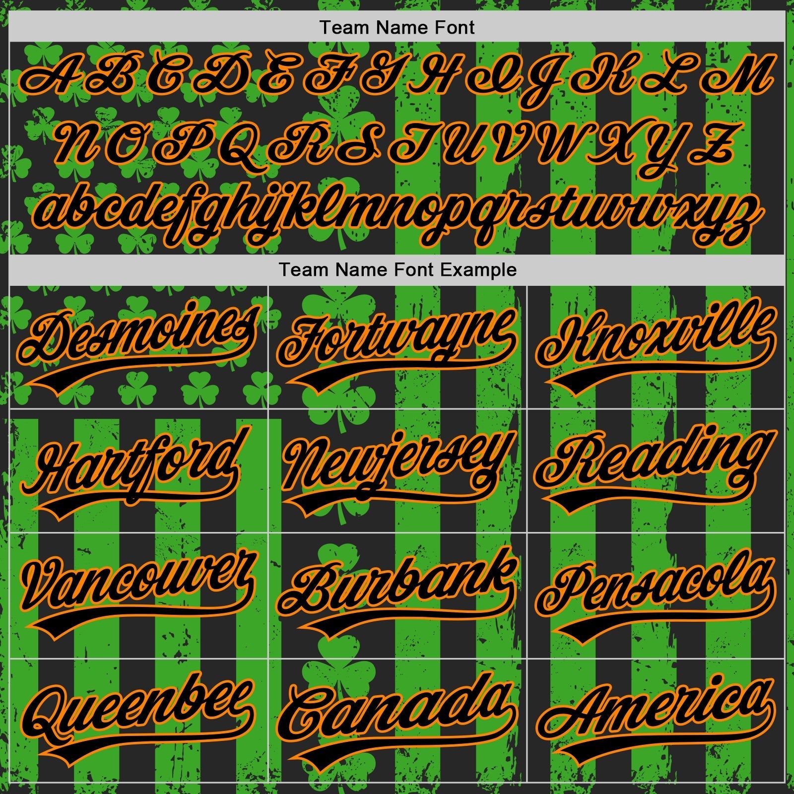 Custom Green Black-Bay Orange 3D St. Patrick's Day Shamrock Authentic Baseball Jersey baseball jersey product view 4