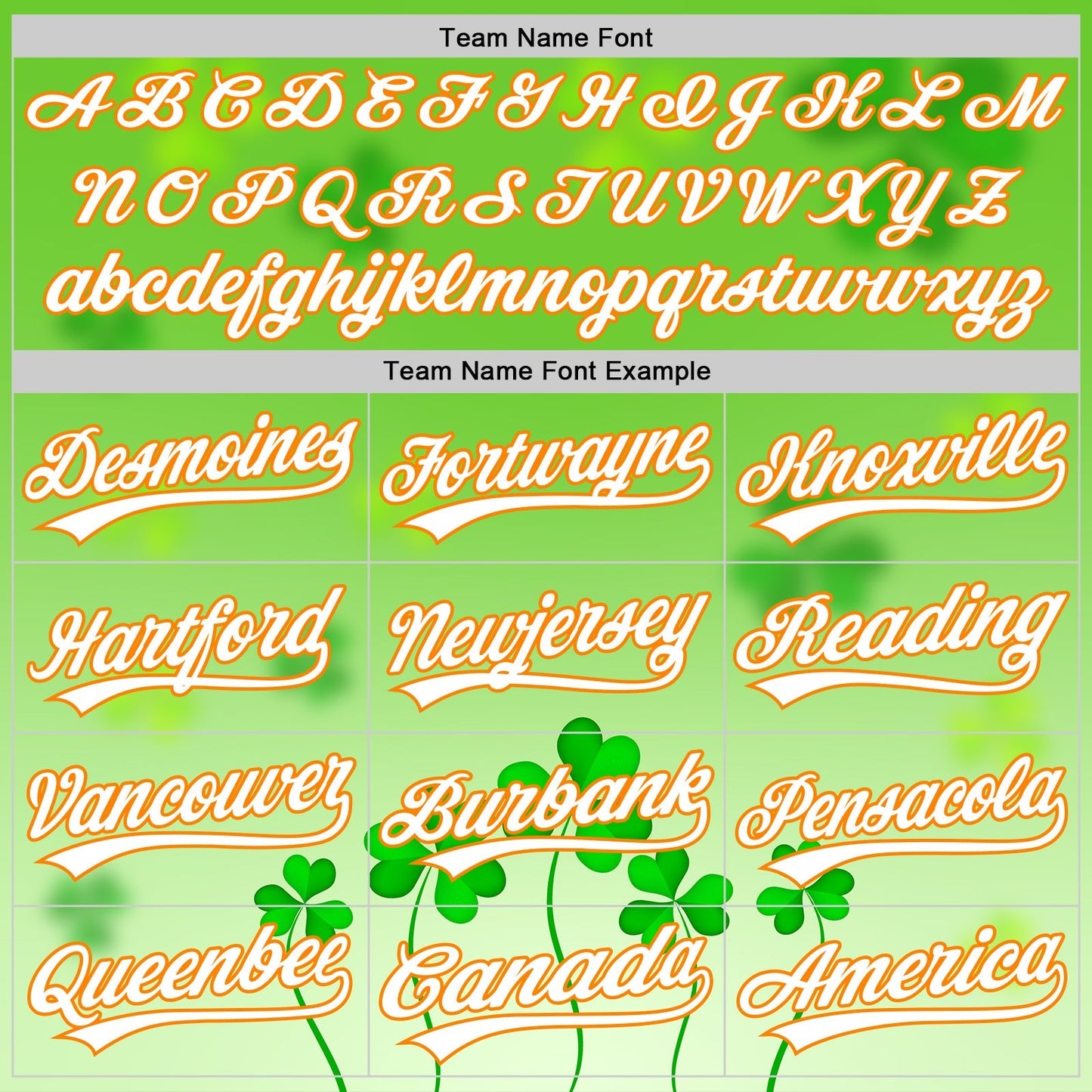 Custom Green White-Bay Orange 3D St. Patrick's Day Shamrock Authentic Baseball Jersey baseball jersey product view 4