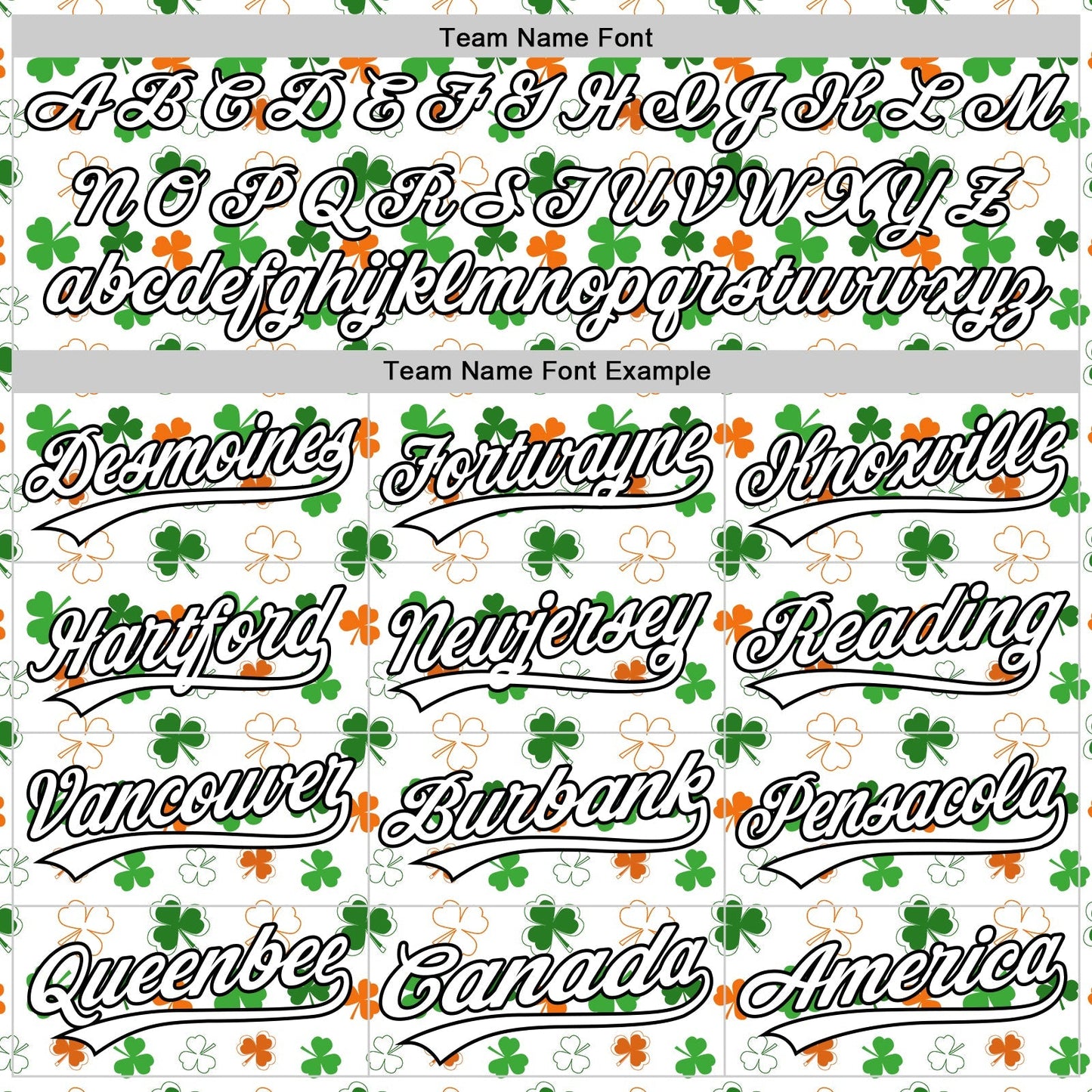 Custom White Black Green-Bay Orange 3D St. Patrick's Day Shamrock Authentic Baseball Jersey baseball jersey product view 4