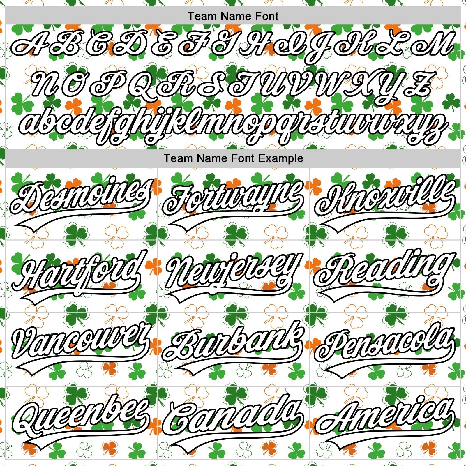 Custom White Black Green-Bay Orange 3D St. Patrick's Day Shamrock Authentic Baseball Jersey baseball jersey product view 4