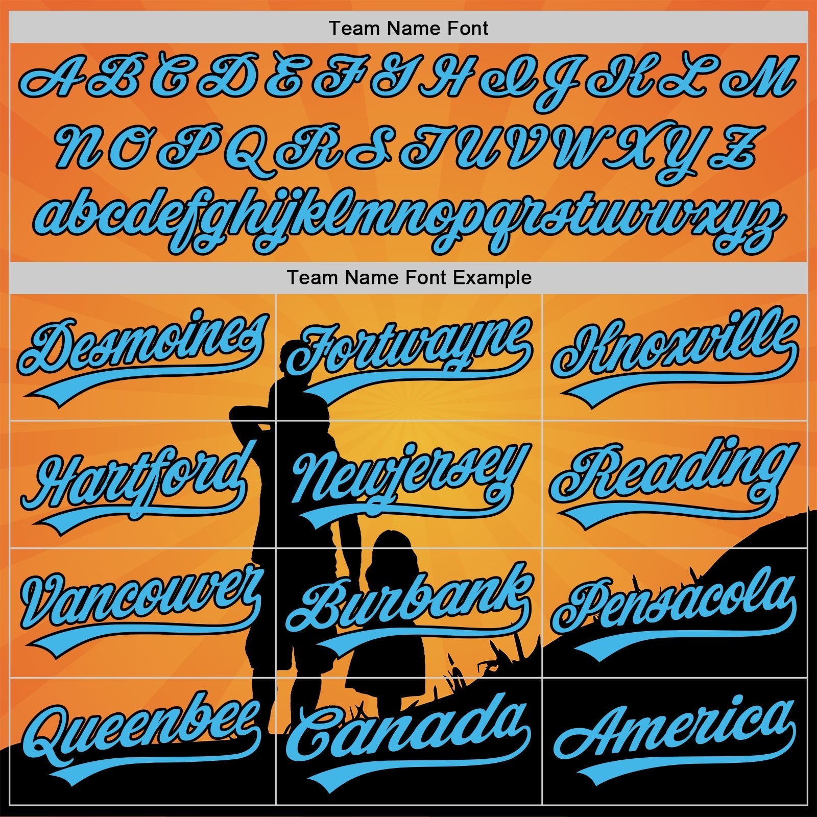 Custom Bay Orange Sky Blue-Black 3D Pattern Design Father's Day Family Love Authentic Baseball Jersey baseball jersey product view 4