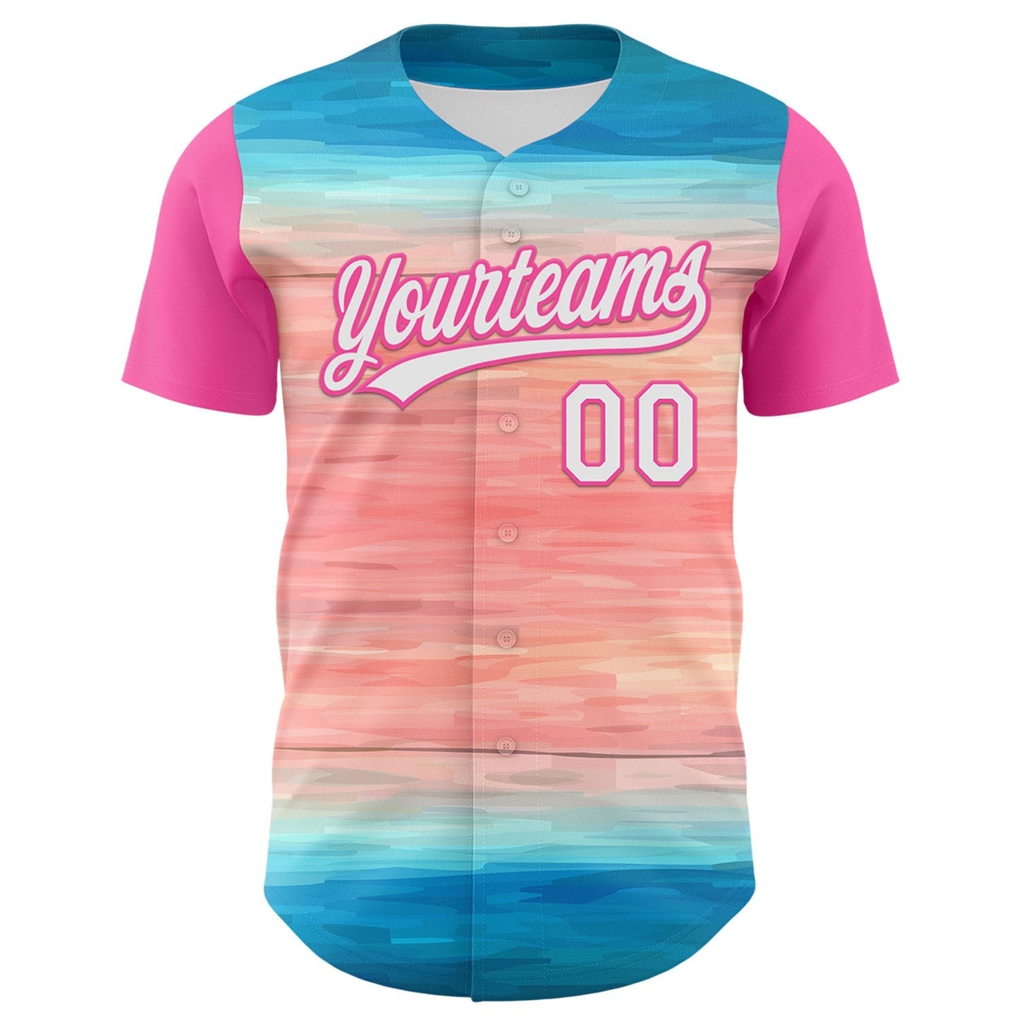 Custom Sky Blue White-Pink 3D Pattern Design Mother's Day Love Authentic Baseball Jersey baseball jersey product view 2
