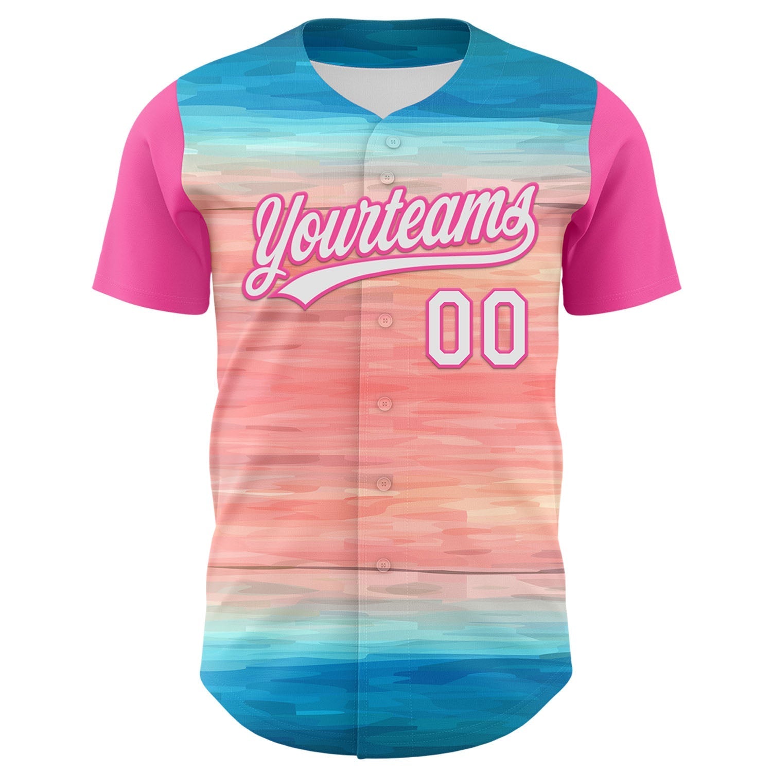 Custom Sky Blue White-Pink 3D Pattern Design Mother's Day Love Authentic Baseball Jersey baseball jersey product view 2