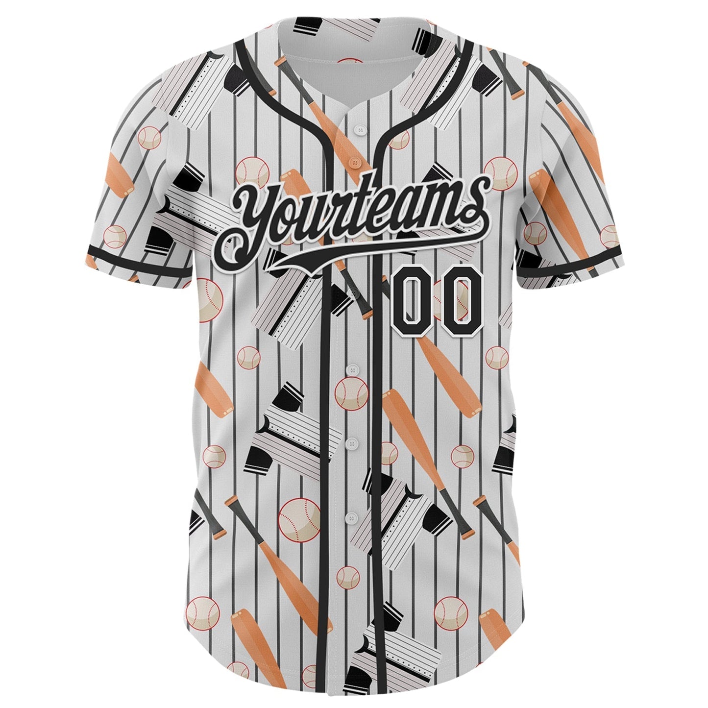 Custom White Black Comic Doodle Ballgame 3D Pattern Design Authentic Baseball Jersey baseball jersey product view 2