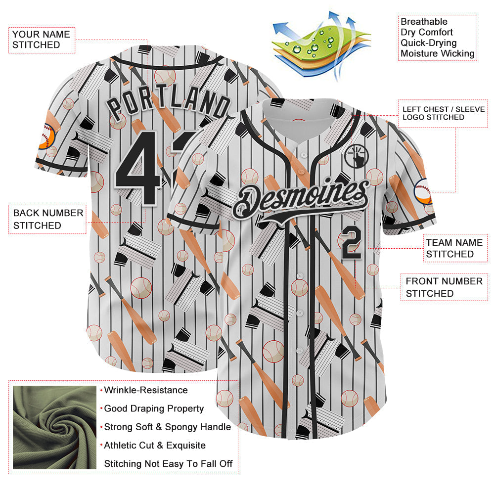Custom White Black Comic Doodle Ballgame 3D Pattern Design Authentic Baseball Jersey baseball jersey product view 3