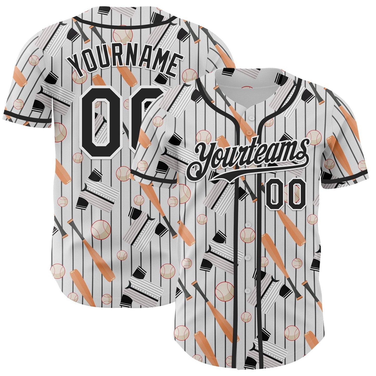 Custom White Black Comic Doodle Ballgame 3D Pattern Design Authentic Baseball Jersey baseball jersey product view 1