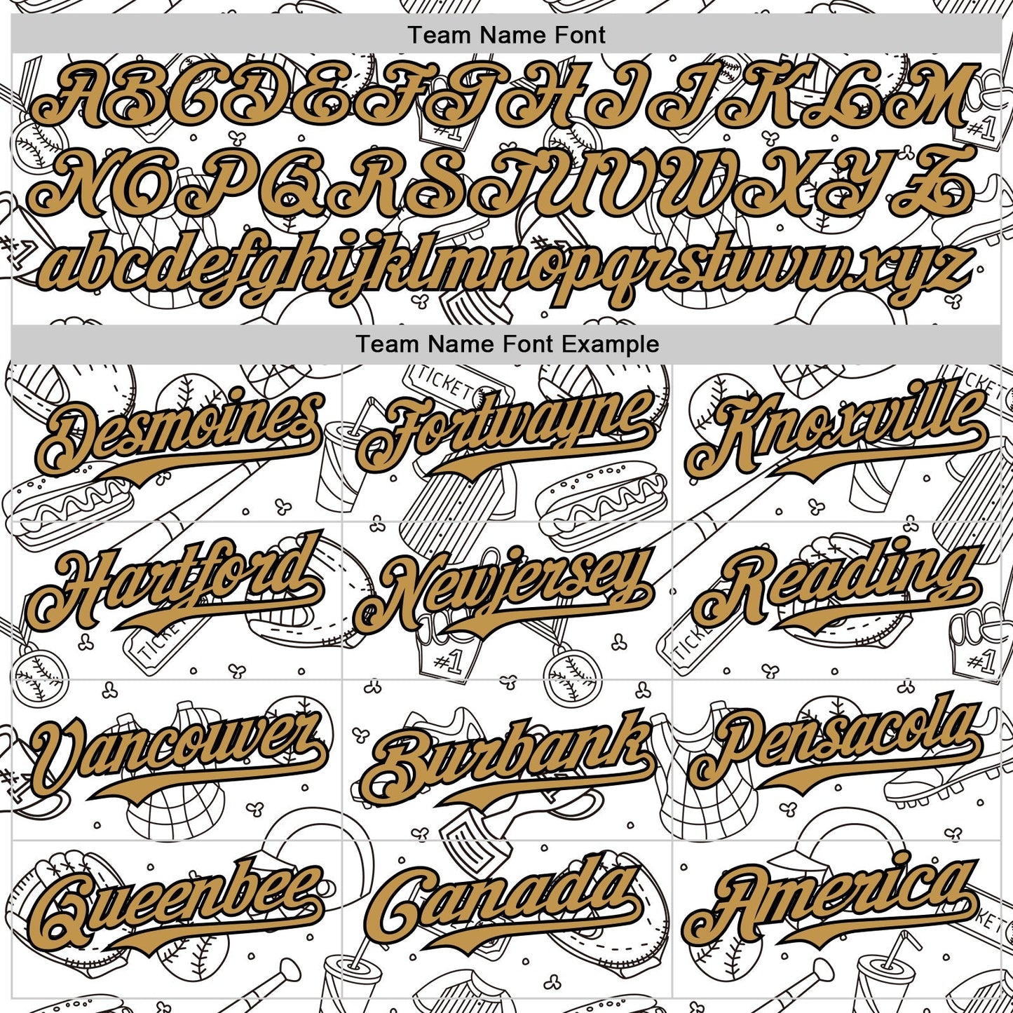 Custom White Old Gold-Black Comic Doodle Ballgame 3D Pattern Design Authentic Baseball Jersey baseball jersey product view 4