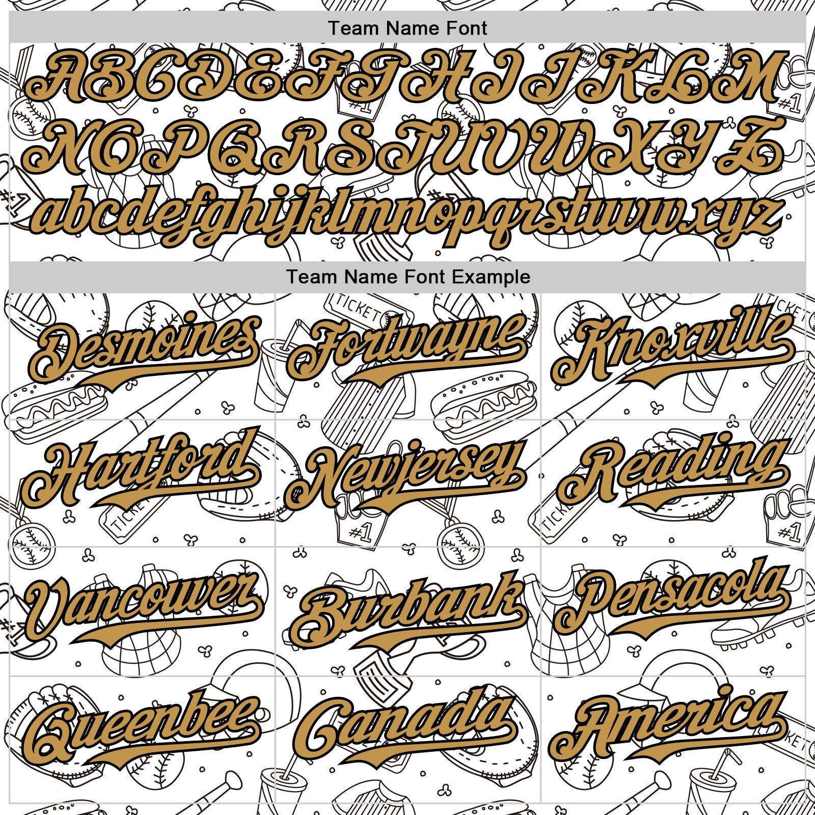 Custom White Old Gold-Black Comic Doodle Ballgame 3D Pattern Design Authentic Baseball Jersey baseball jersey product view 4