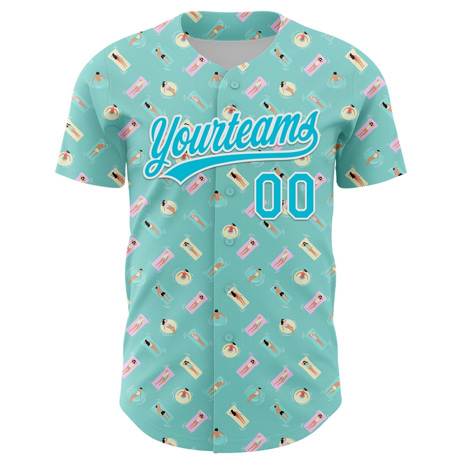 Custom Ice Blue Lakes Blue-White 3D Hawaii Beach Holiday Authentic Baseball Jersey baseball jersey product view 2