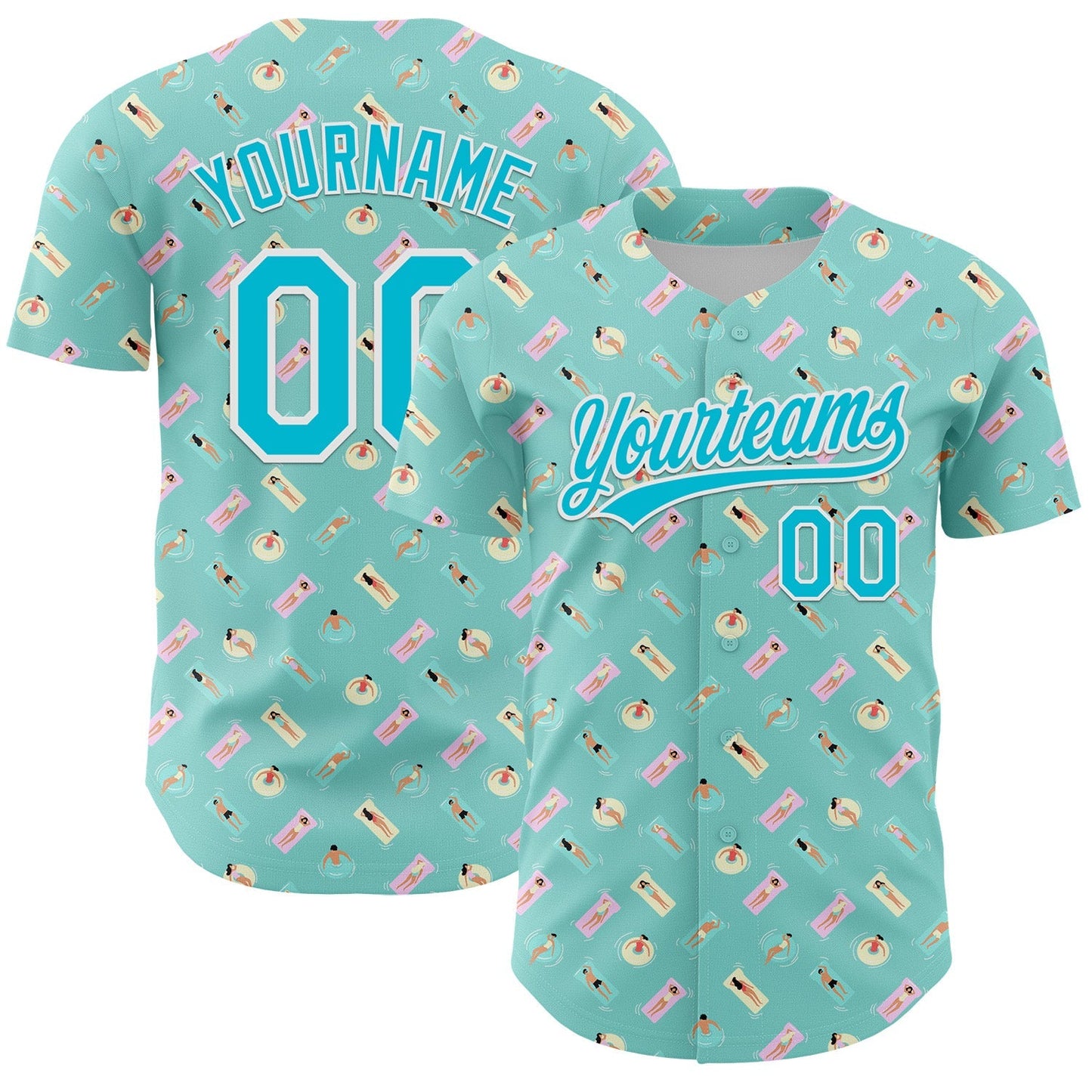 Custom Ice Blue Lakes Blue-White 3D Hawaii Beach Holiday Authentic Baseball Jersey baseball jersey product view 1