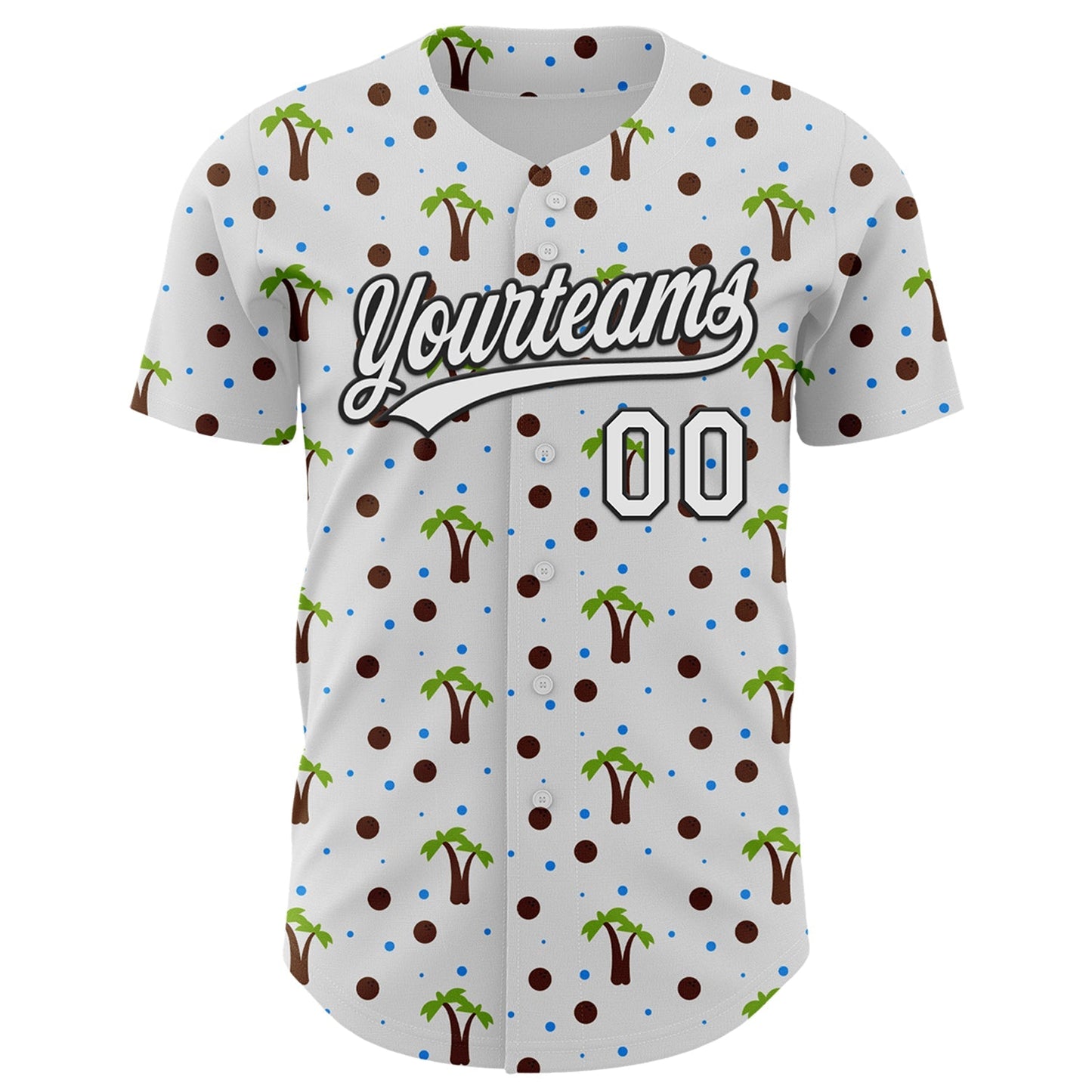 Custom White Black 3D Hawaii Tropical Palm Tree Authentic Baseball Jersey baseball jersey product view 2